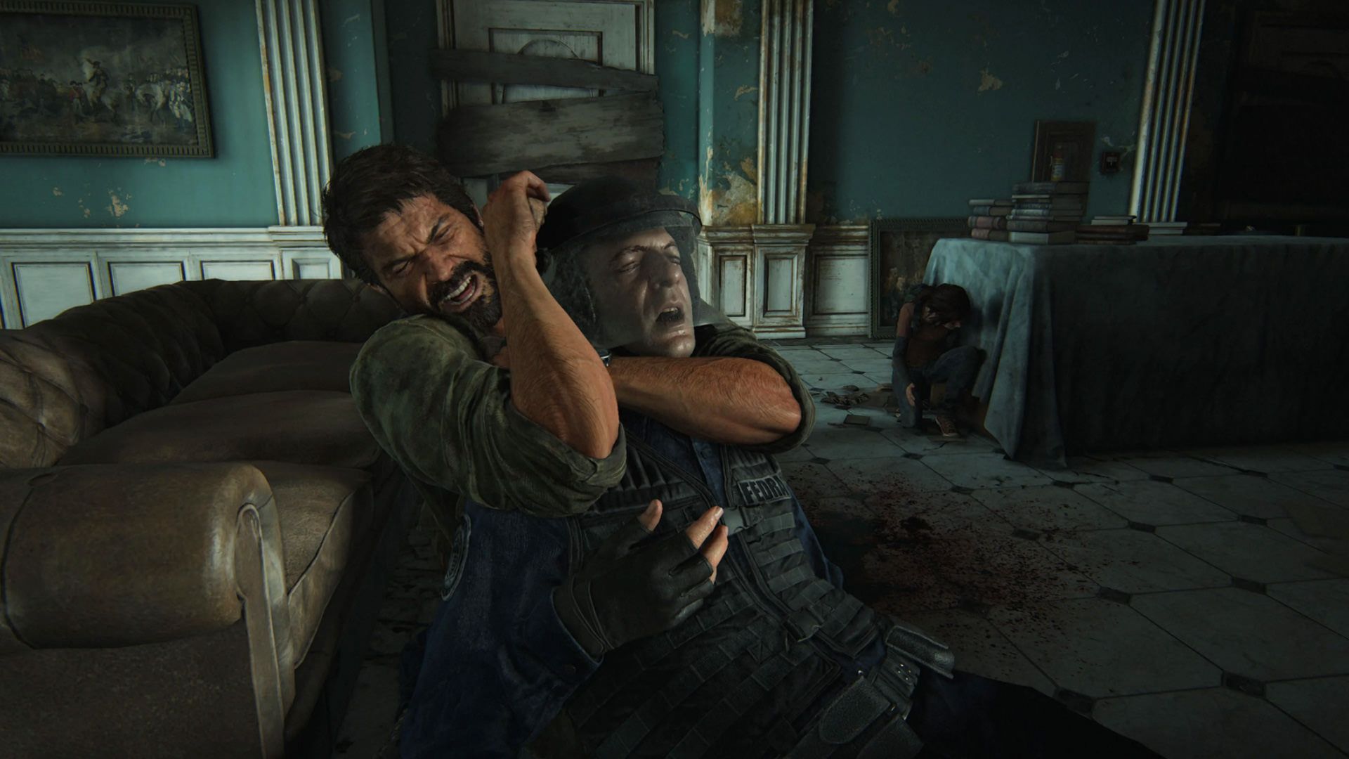 جول مامور فدرا را خفه می‌کند بازی the last of us