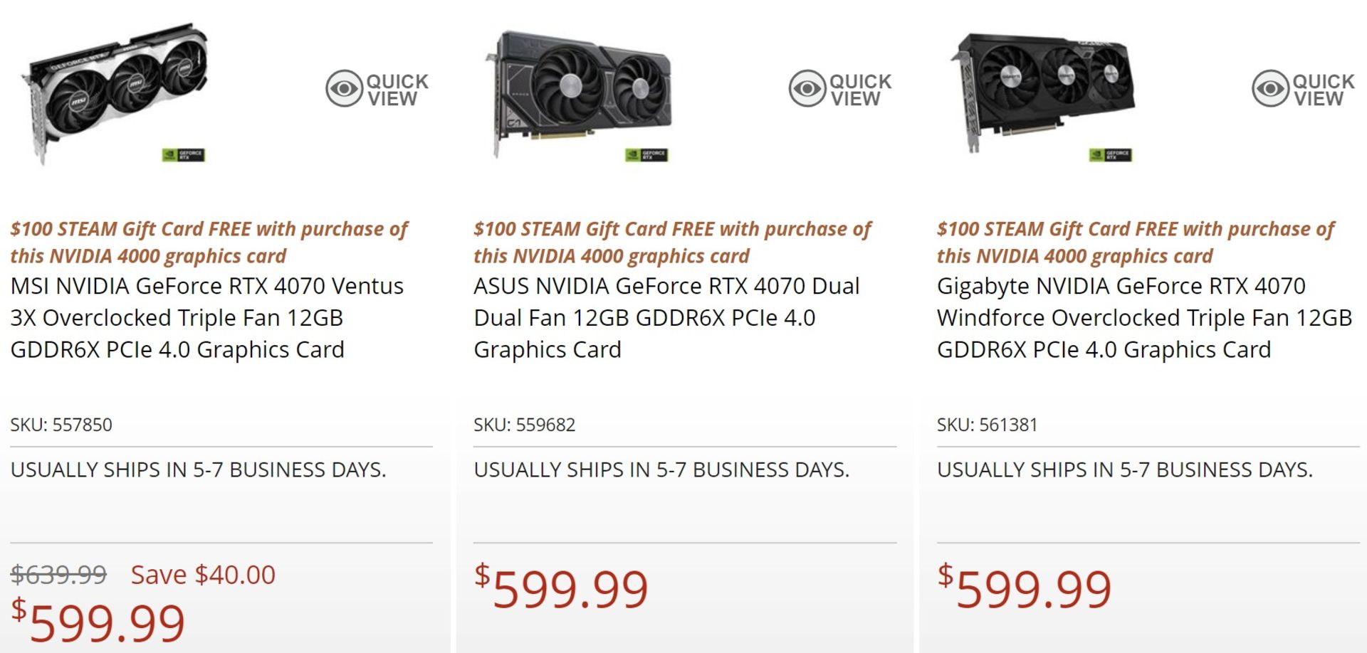فروش کارت گرافیک RTX 4070 با گیفت کارت 100 دلاری استیم 
