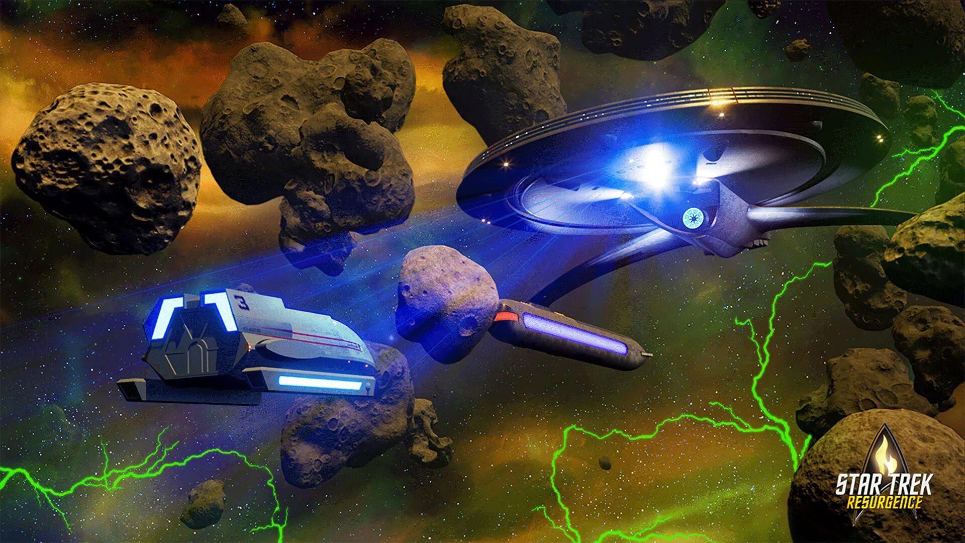 سفینه‌های فضایی در حال کاوش در بازی Star Trek: Resurgence
