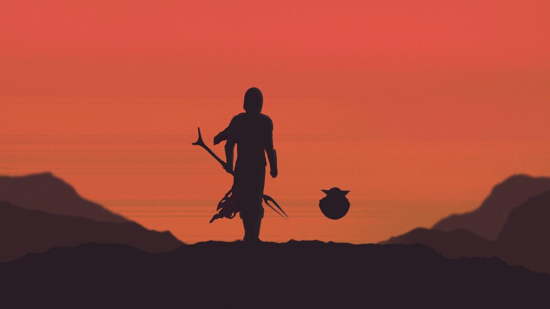 تصویر مندلورین و بیبی یودا در سریال The Mandalorian