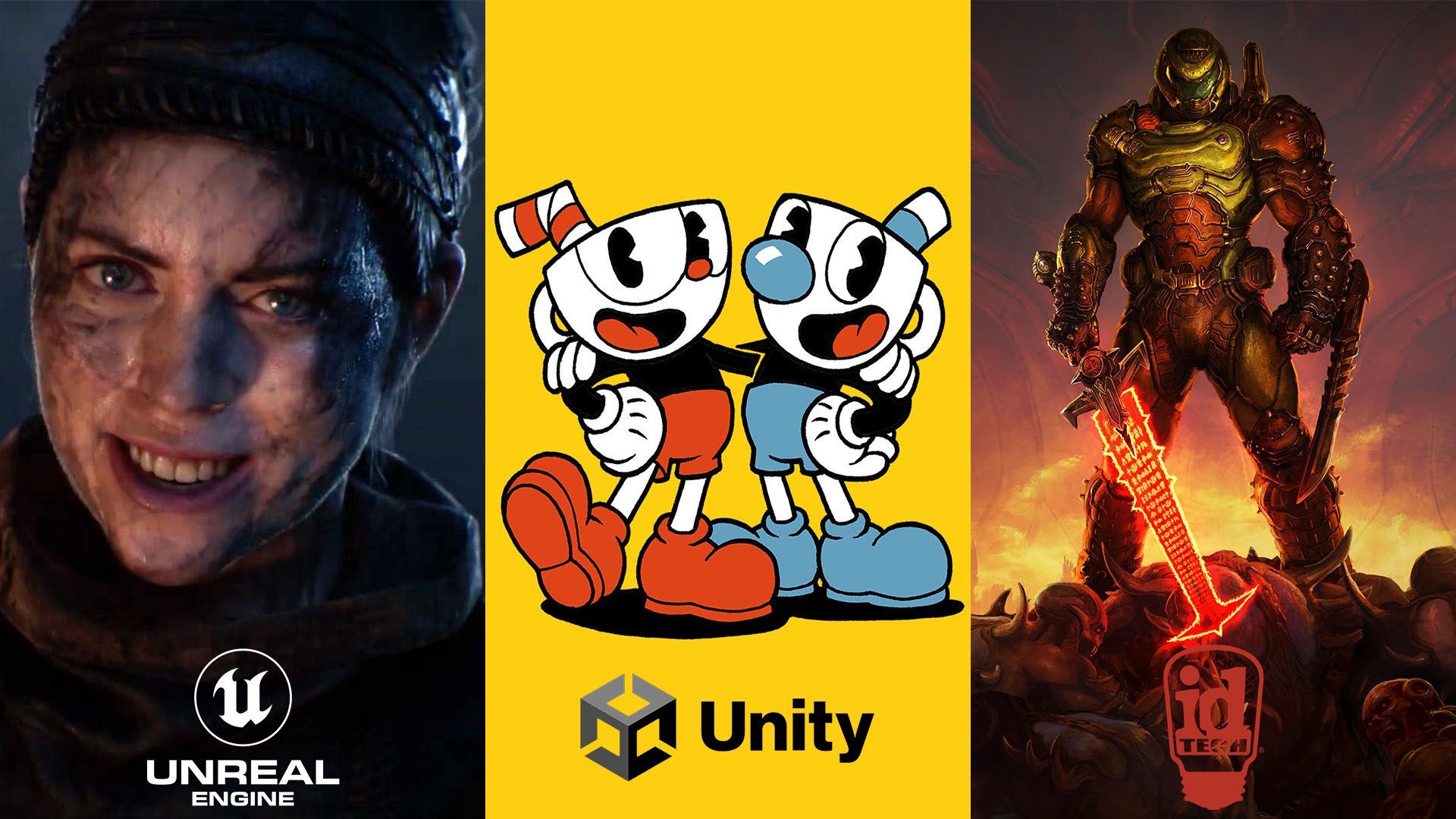 موتورهای بازی آنریل، یونیتی و اید تک در کنار Hellblade 2، Cuphead و Doom Eternal