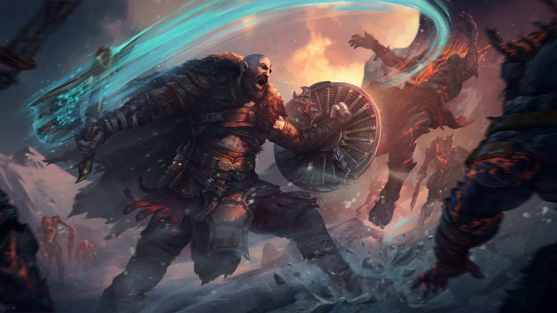مبارزه با تبر و سپر کریتوس در بازی God of War Ragnarok