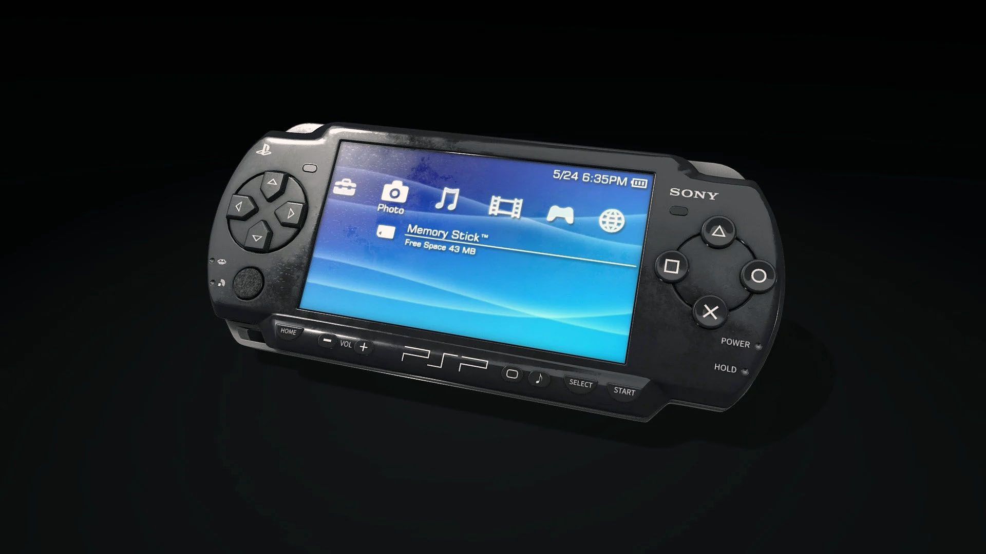 کنسول دستی PSP سونی در پس زمینه سیاه