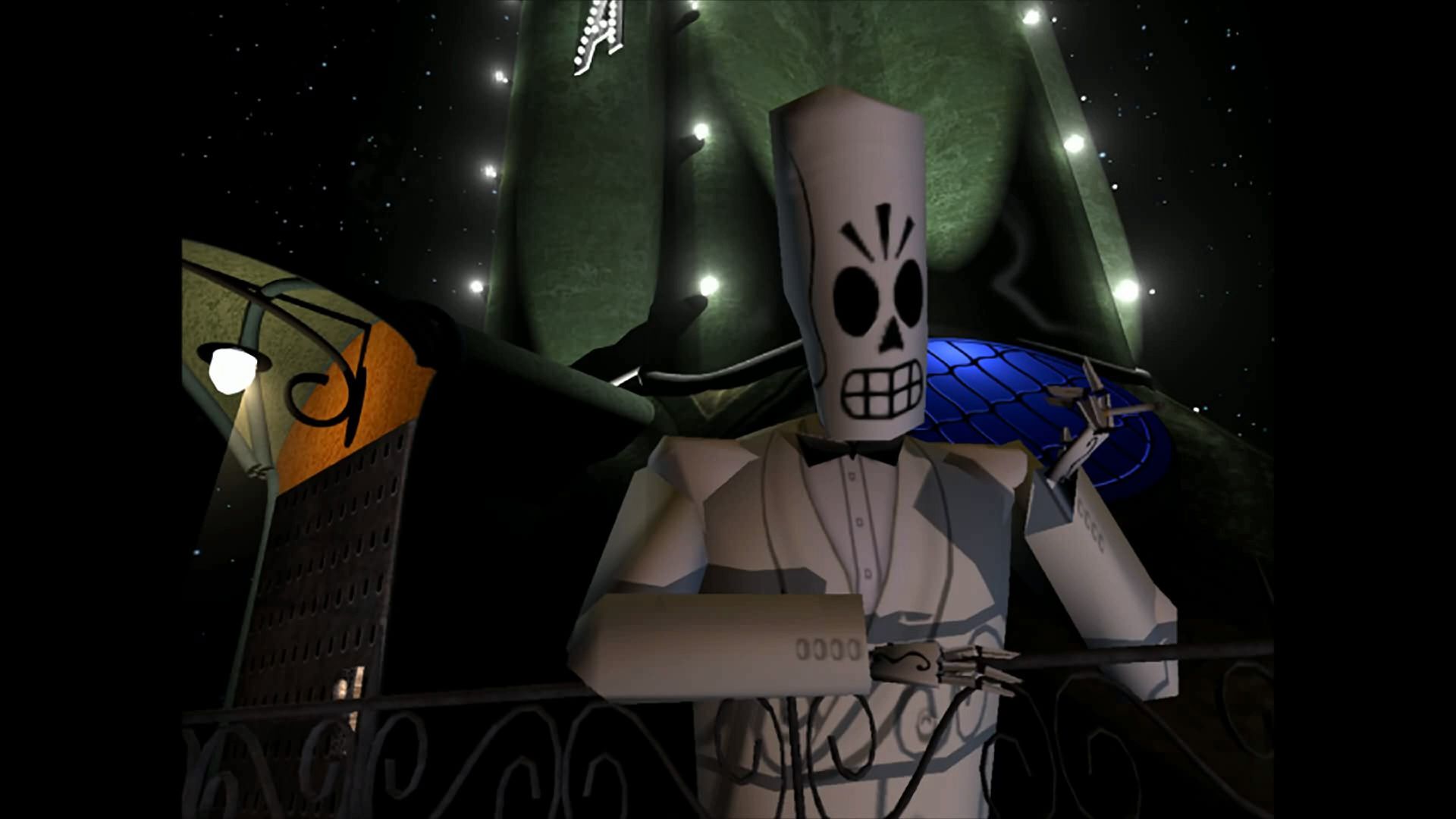 مانوئل کالاورا با کت سفید در بازی Grim Fandango Remastered