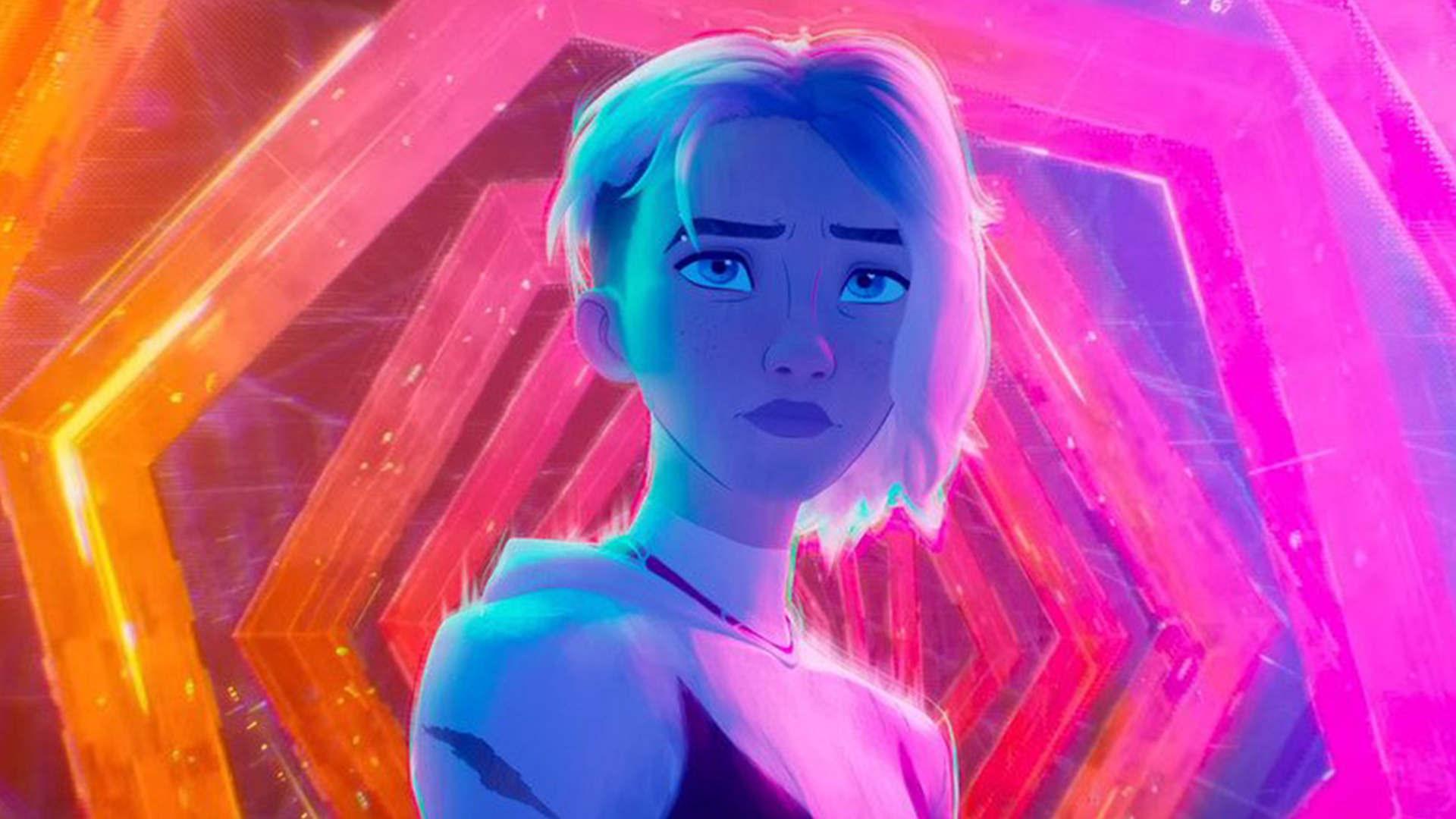 چهره نگران گوئن استیسی در انیمیشن Spider-Man: Beyond the Spider-Verse