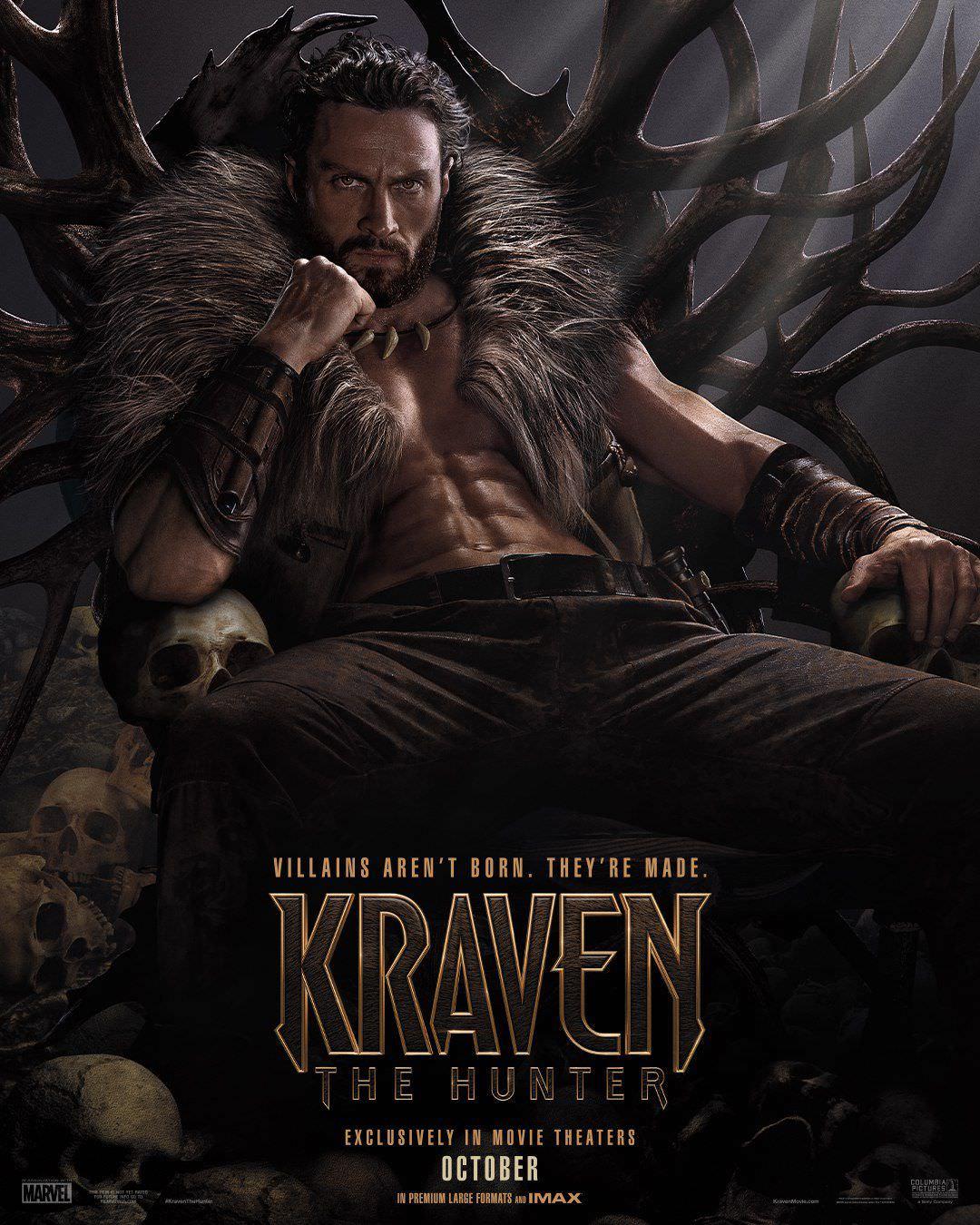 کریون شکارچی با بازی آرون تیلور جانسون در اولین پوستر فیلم Kraven the Hunter 