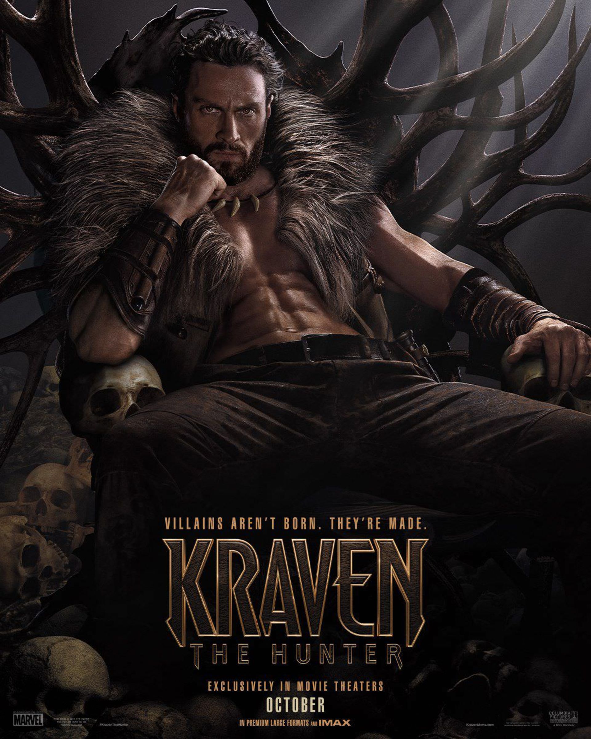 کریون شکارچی با بازی آرون تیلور جانسون در اولین پوستر فیلم Kraven the Hunter 
