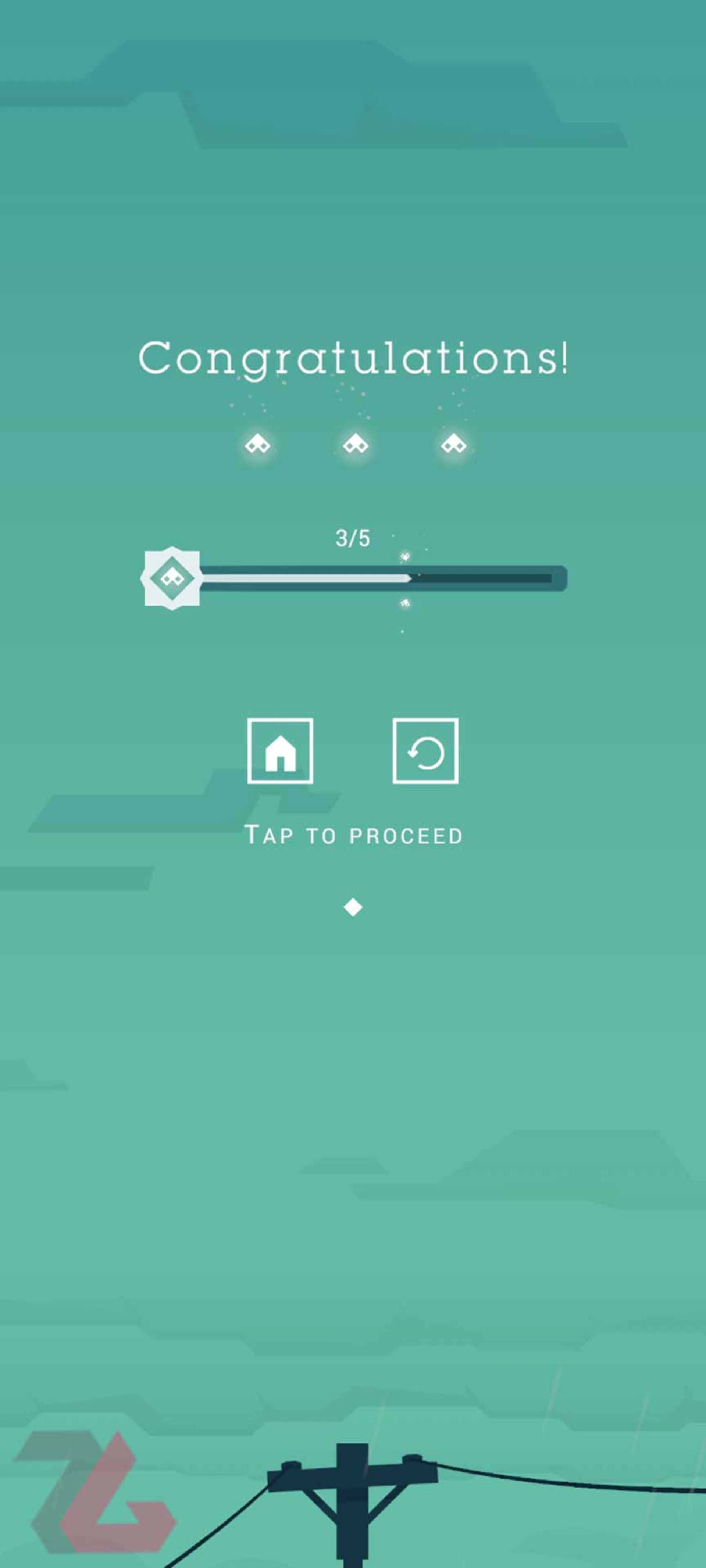 منوی پایان هر بخش از بازی Linea: An Innerlight Game