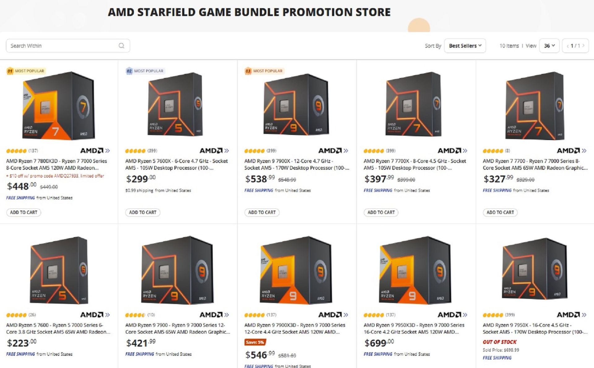 باندل CPU های شرکت AMD سری Ryzen 7000 با بازی Starfield