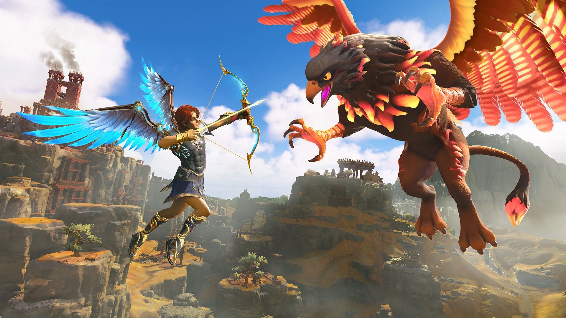 مبارزه با باس پرنده در بازی Immortals Fenyx Rising