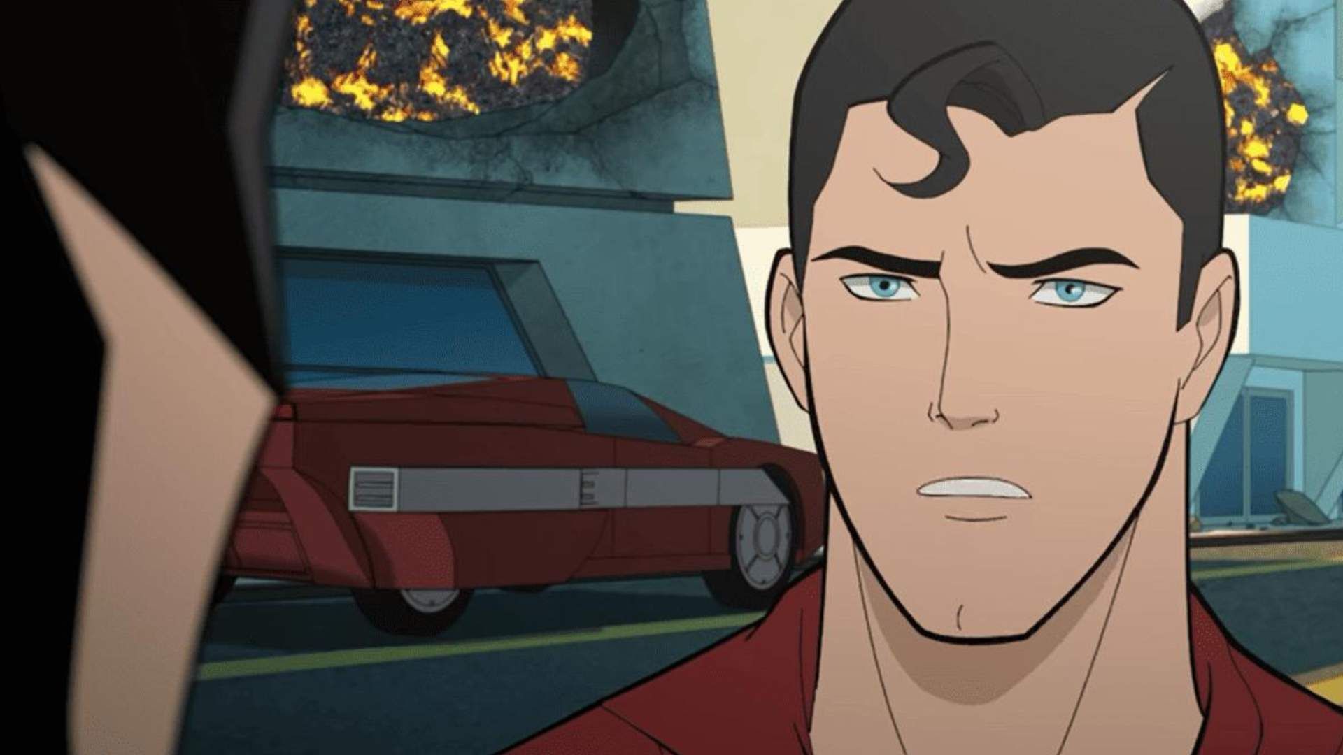 سوپرمن در حال صحبت با بتمن در انیمیشن Justice League: Warworld