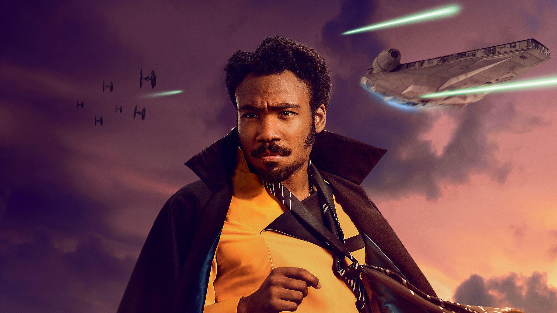 دونالد گلاور در نقش لندو کالریسیان در پوستر فیلم Solo: A Star Wars Story