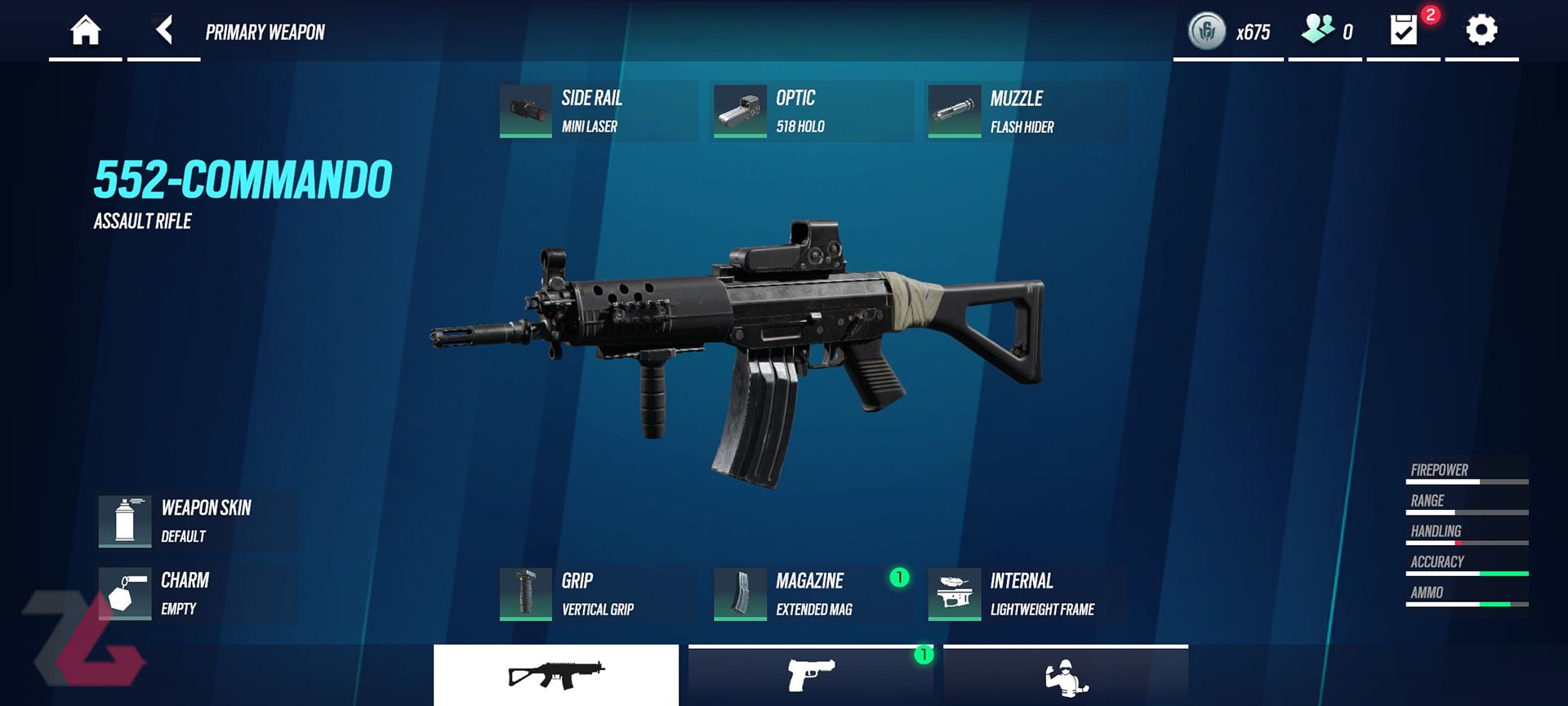 شخصی سازی سلاح در بازی Rainbow Six Mobile