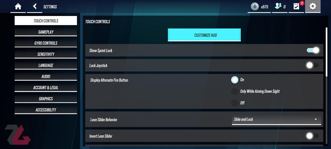 تظیمات کنترل بازی Rainbow Six Mobile