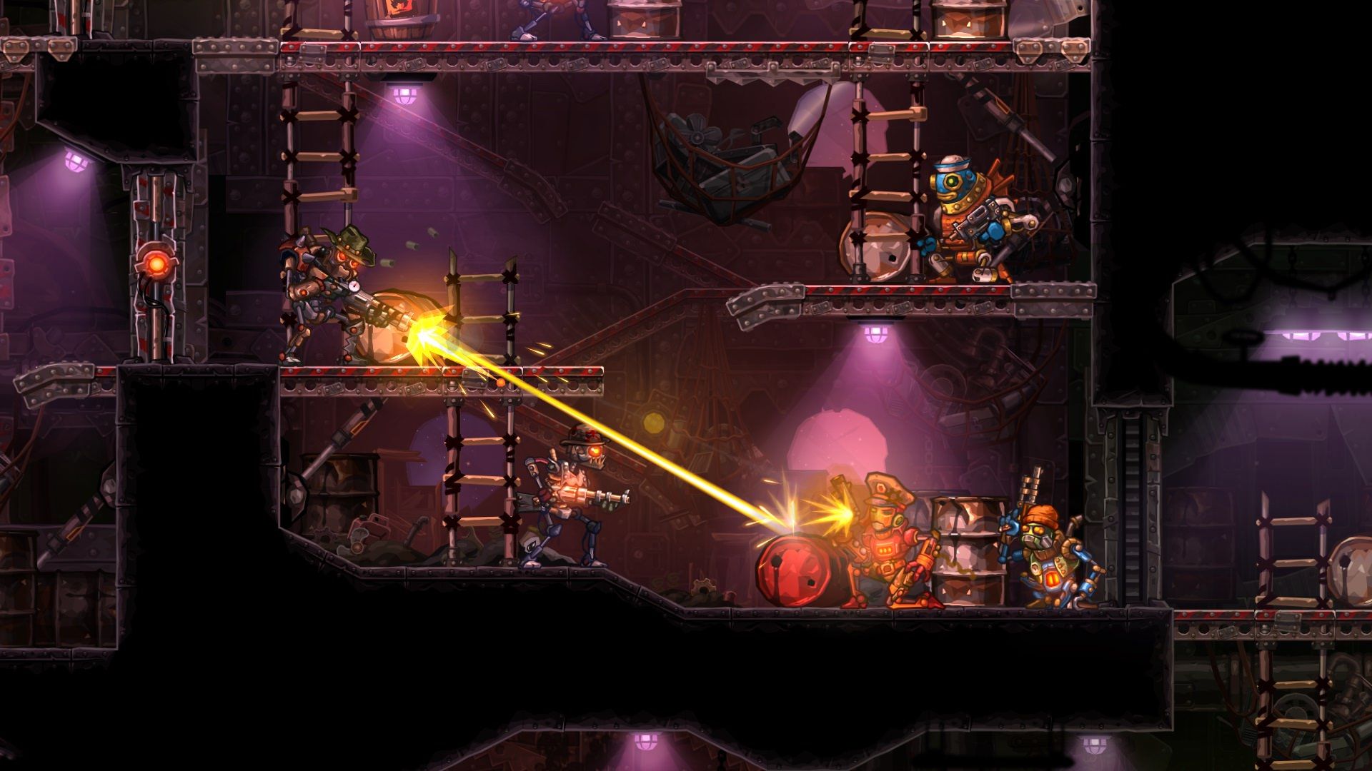 درگیری و تیراندازی در بازی SteamWorld Heist