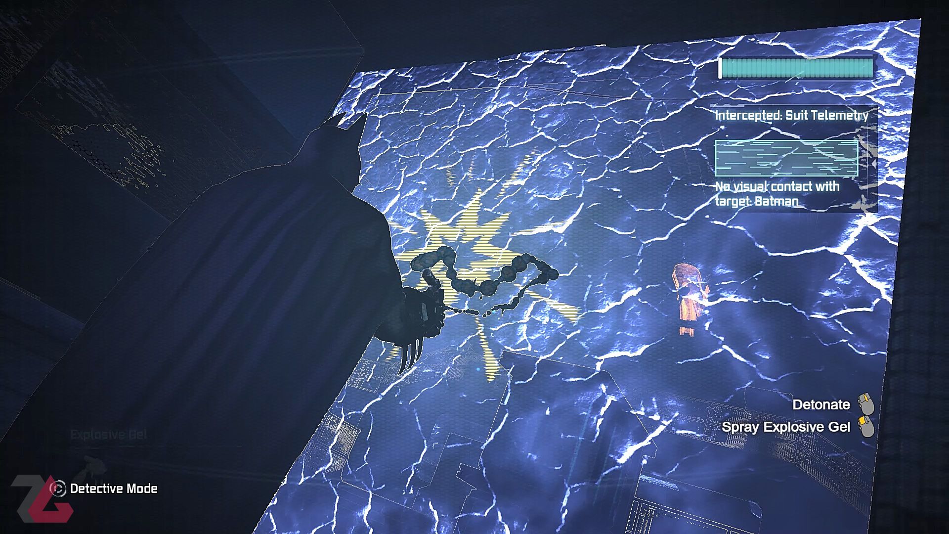 بتمن درحال چسباندن ژل انفجاری به یک دیوار شکننده