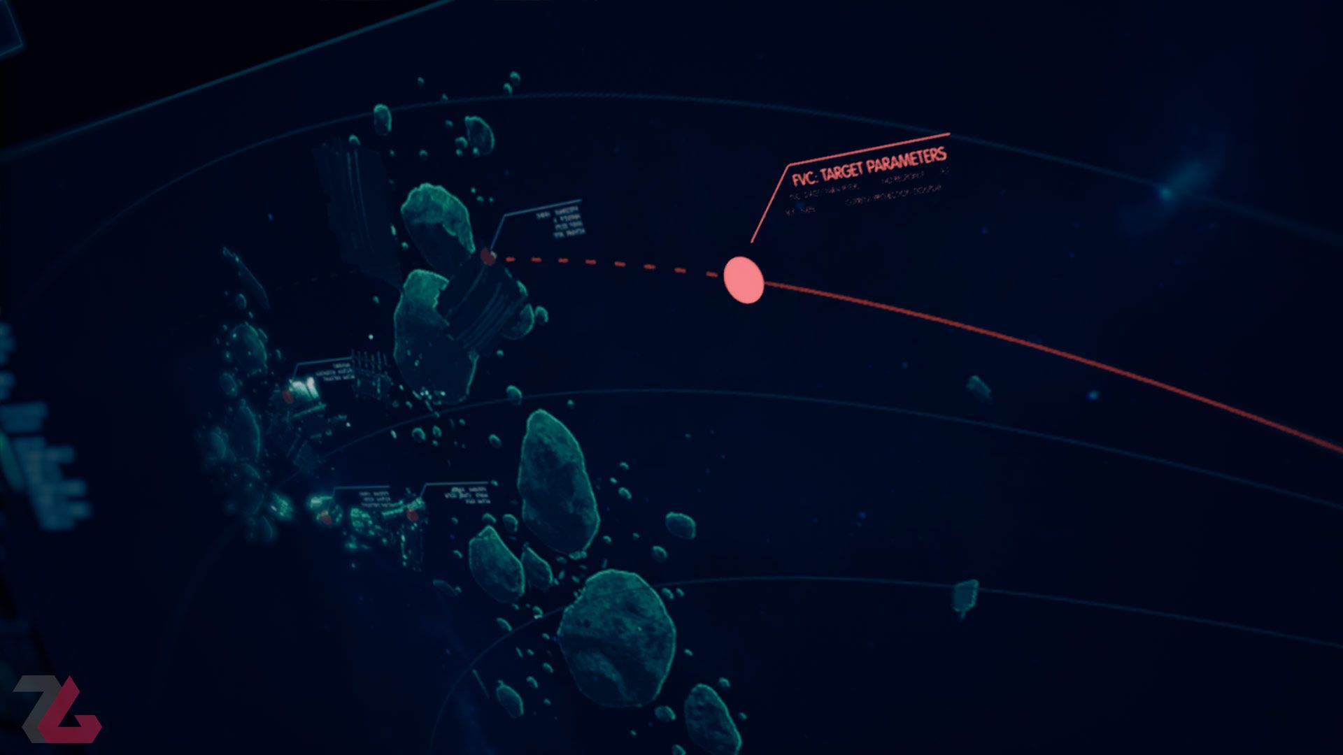نمایش مسیر حرکت سفینه روی مانیتور در قسمت ۲ بازی The Expanse