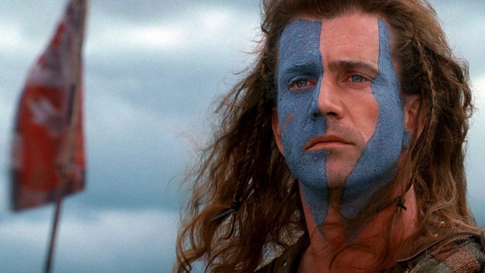 مل گیبسون در نقش ویلیام والاس در فیلم Braveheart