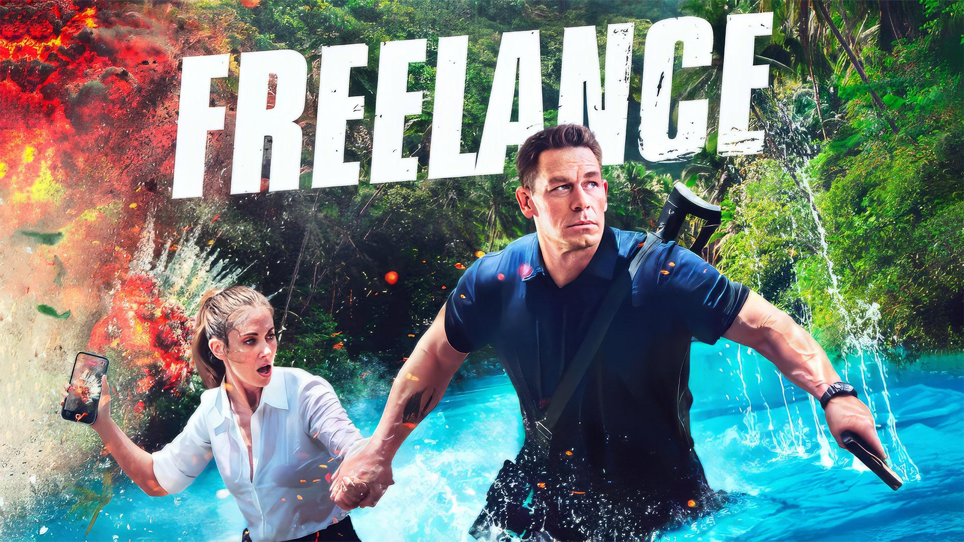 تلاش جان سینا و الیسون بری برای بقا در جنگل در فیلم Freelance 