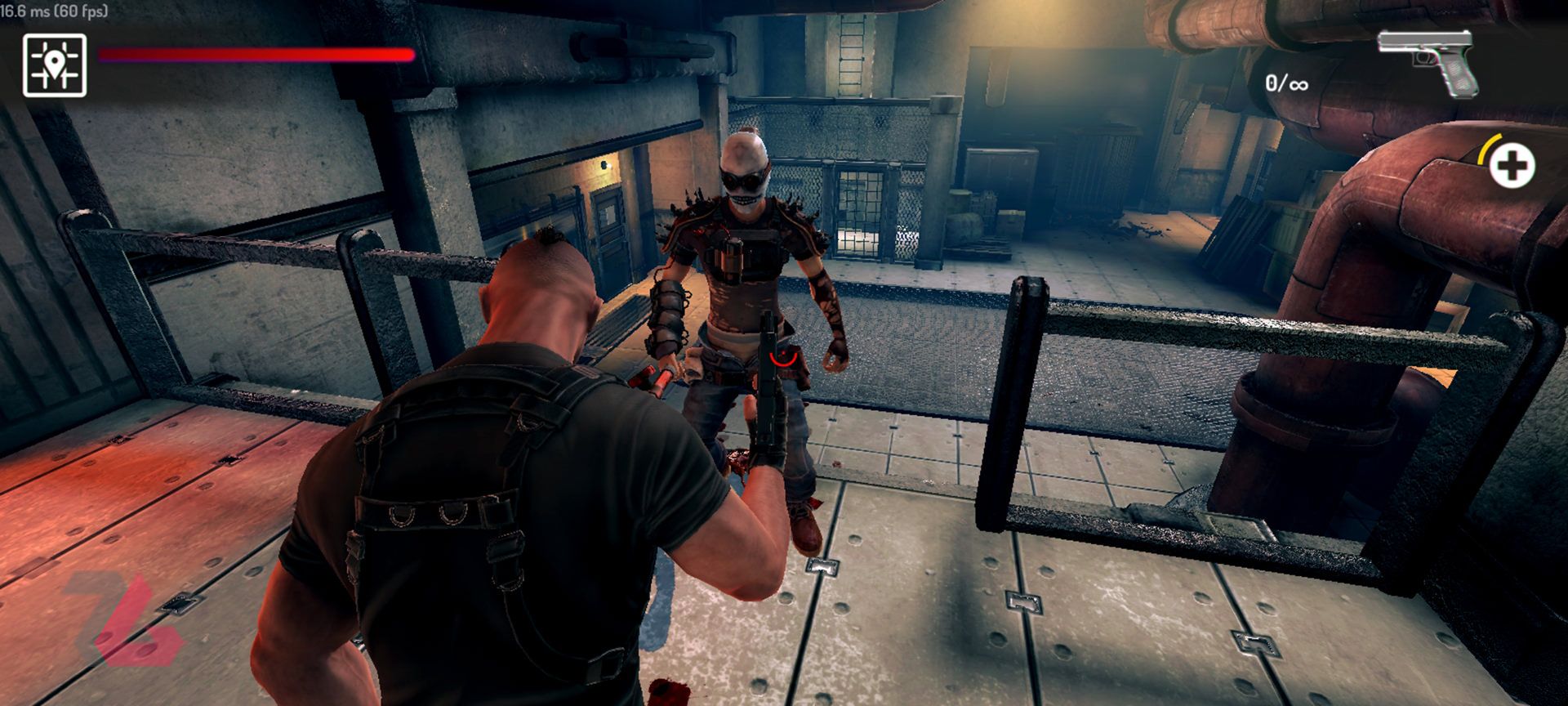 شخصیت راسل درحال تعویض خشاب در بازی موبایل Slaughter: The Lost Outpost