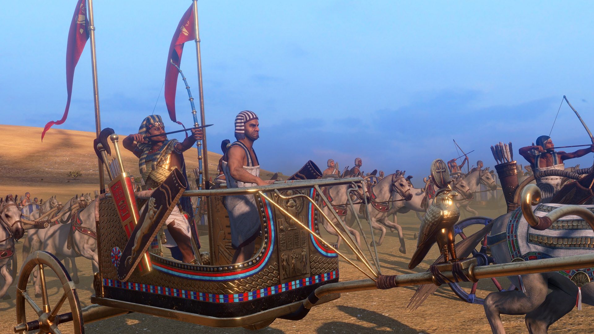 سربازان تیرانداز مصری سوار بر درشکه در بازی Total War: PHARAOH