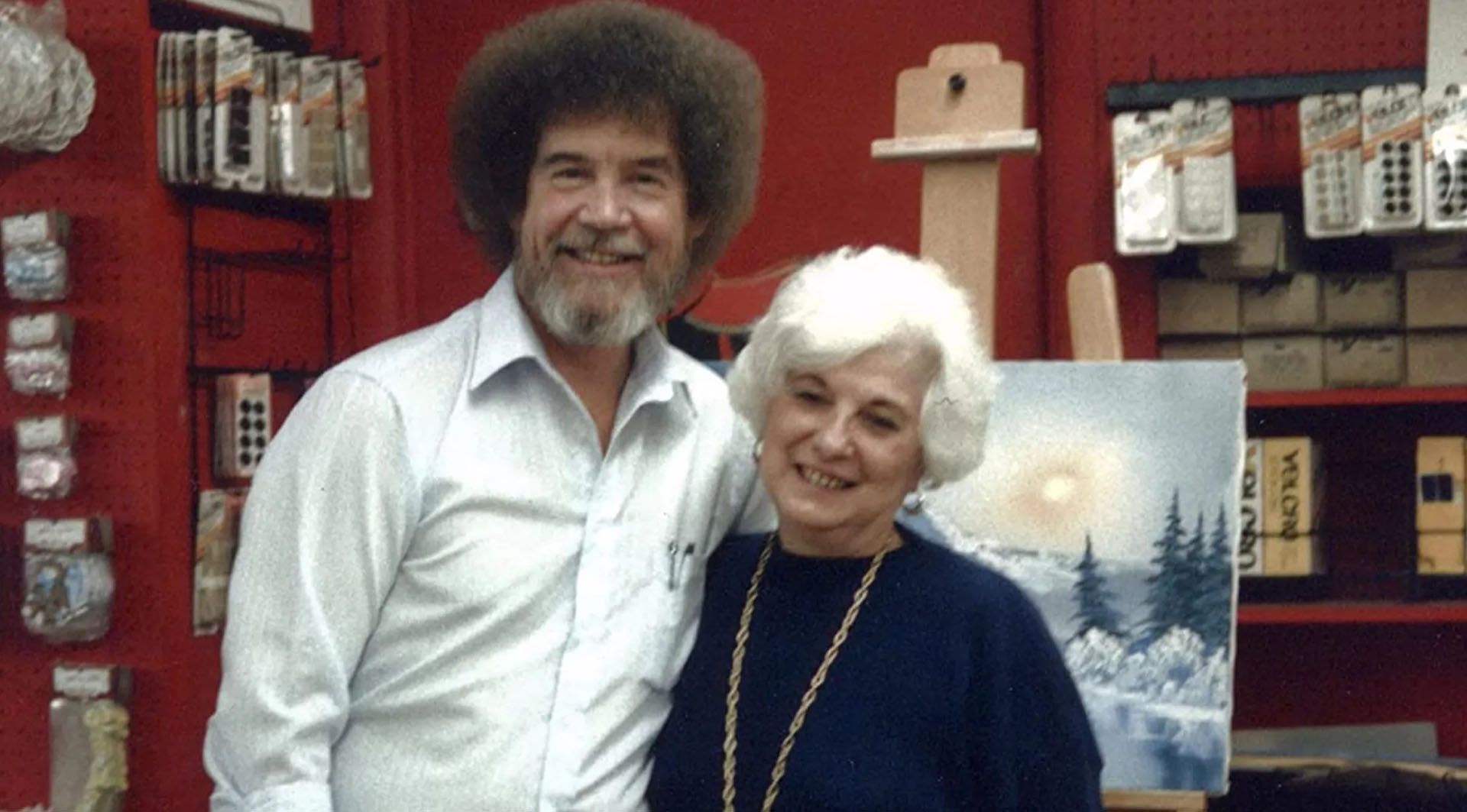 باب راس و همسر اولش در مستند Bob Ross: Happy Accidents, Betrayal & Greed