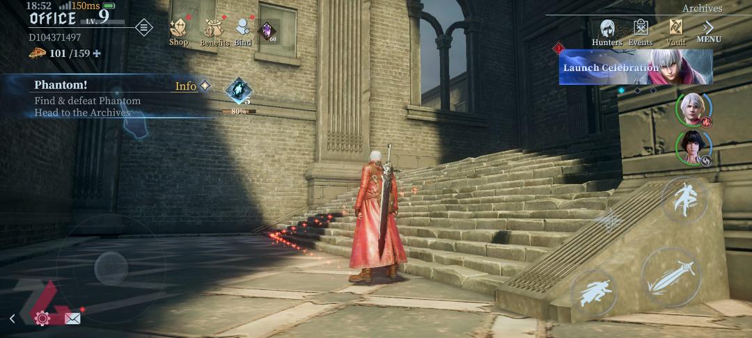 دانته در بازی موبایل Devil May Cry: Peak of Combat