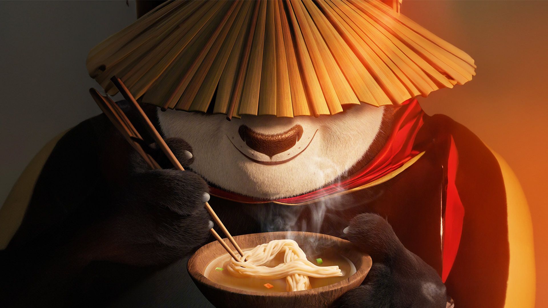 پو در حال خوردن نودل در انیمیشن Kung Fu Panda 4 