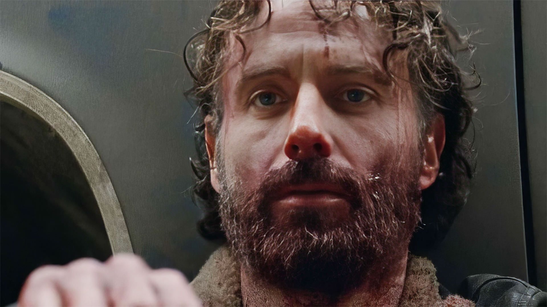 چهره خون‌آلود ریک گرایمز در سریال The Walking Dead ا