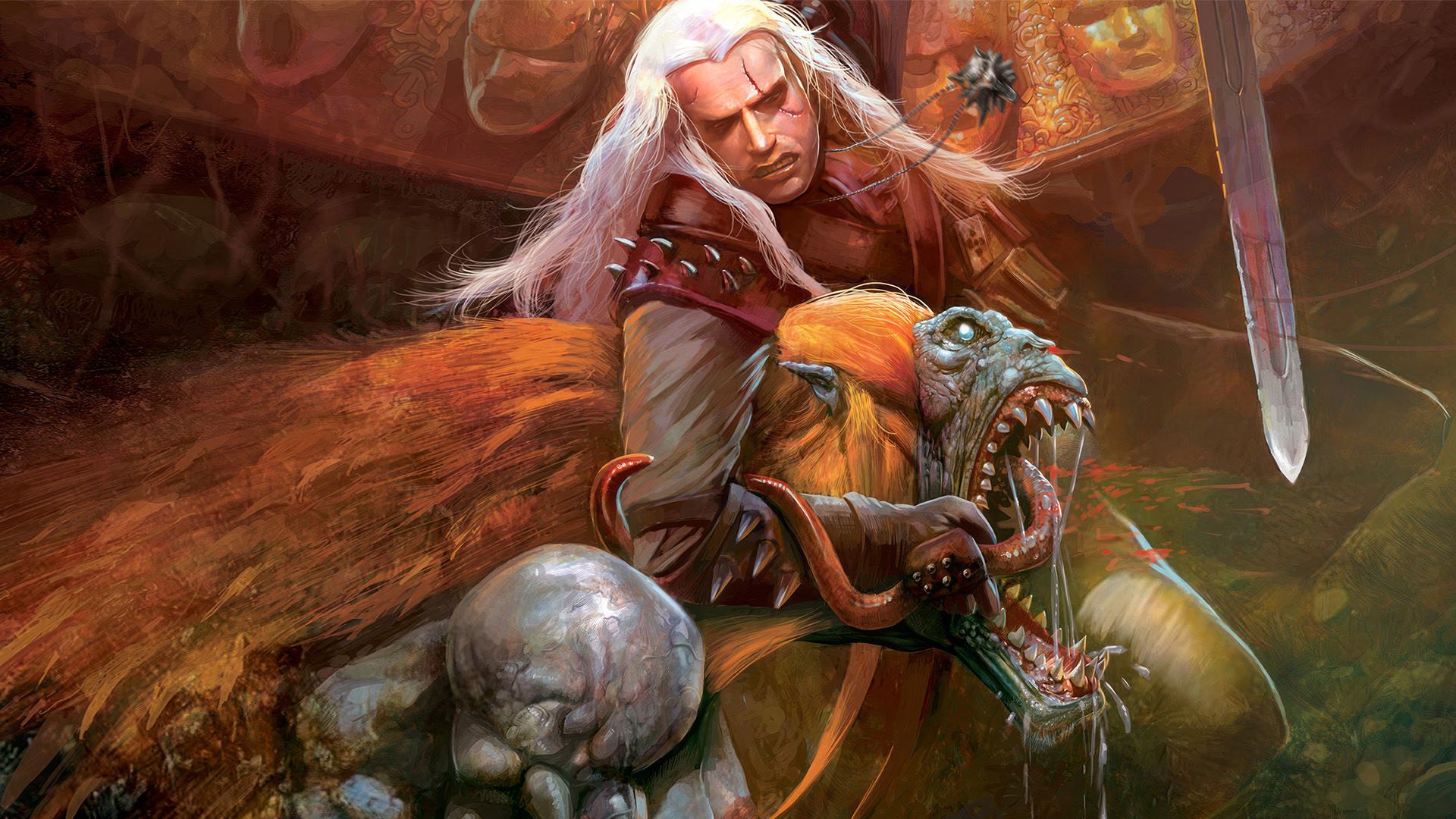 مبارزه گرالت با هیولا در بازی The Witcher