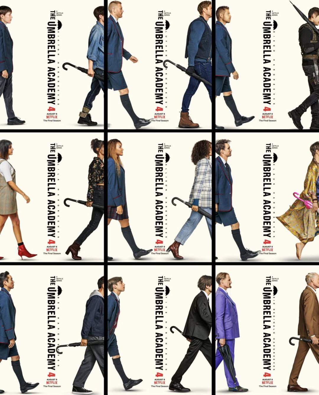 پوسترهای شخصیت‌های فصل چهارم و پایانی سریال The Umbrella Academy