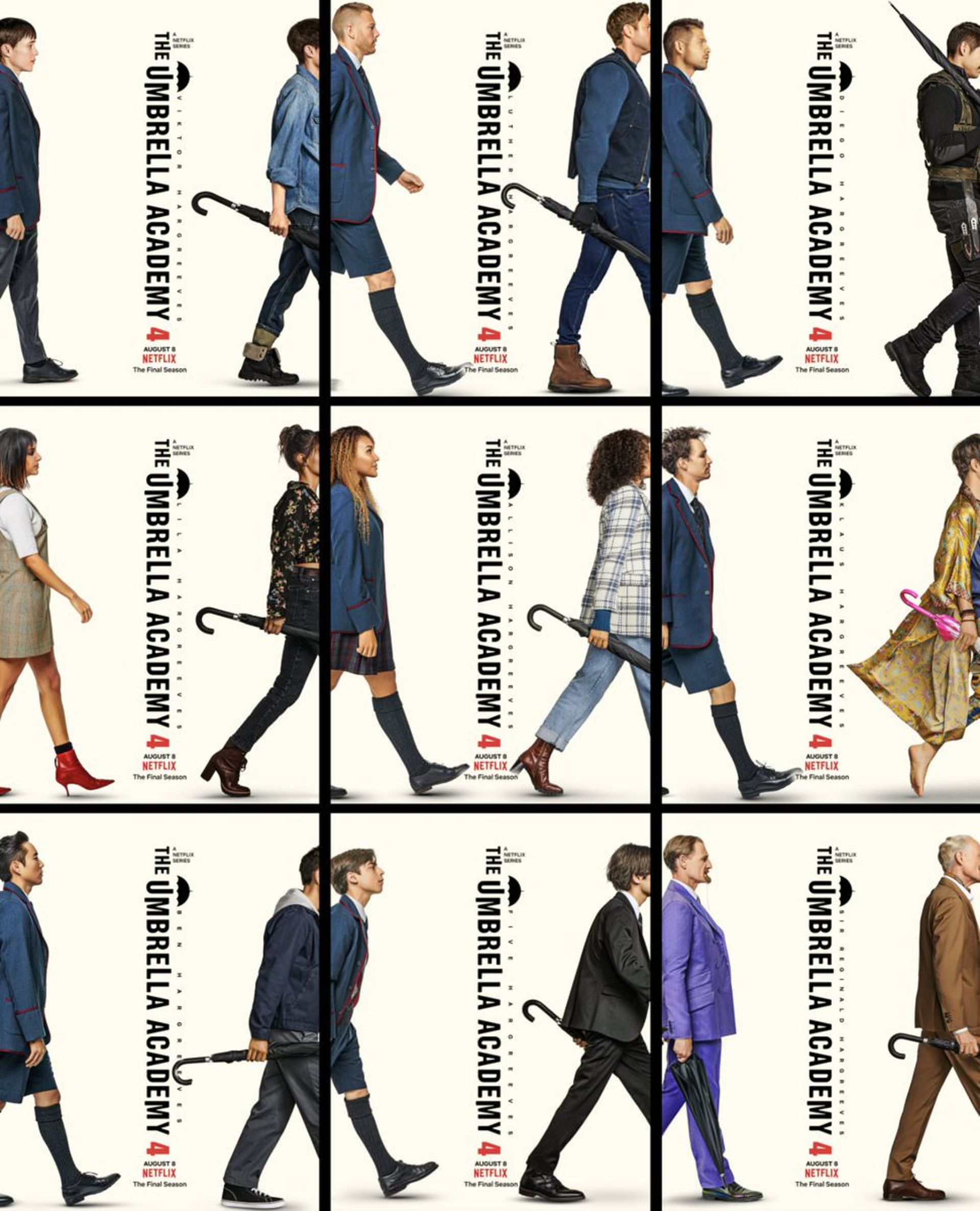پوسترهای شخصیت‌های فصل چهارم و پایانی سریال The Umbrella Academy