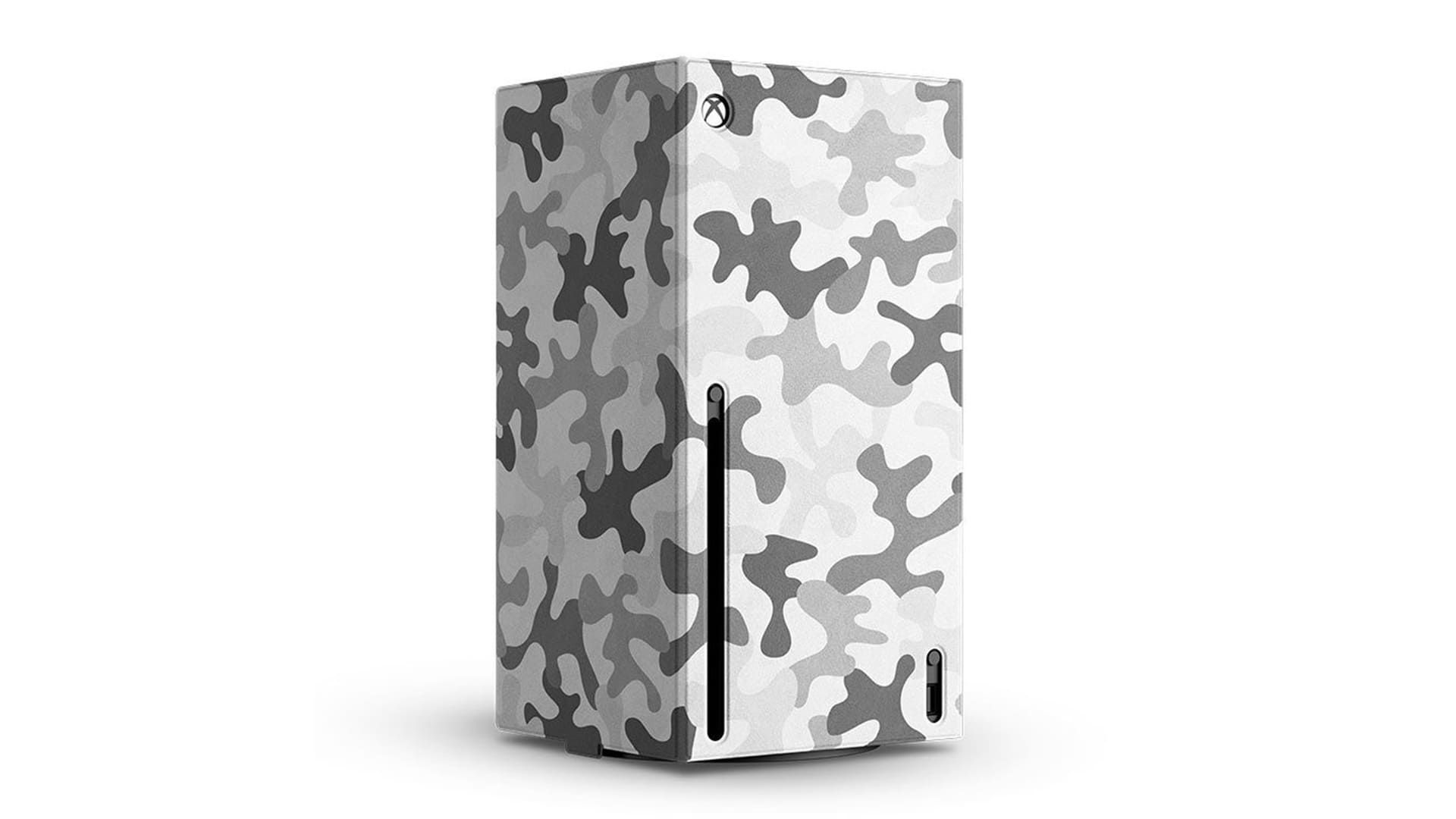 برچسب جدید ایکس باکس سری ایکس طرح ارتشی سفید و خاکستری با نام Arctic Camo