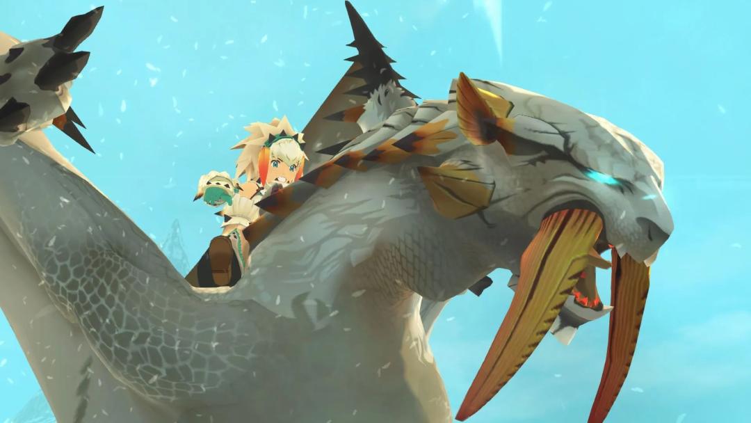 سوار شدن اژدهایی با دندان‌های بزرگ در بازی Monster Hunter Stories 2: Wings of Ruin