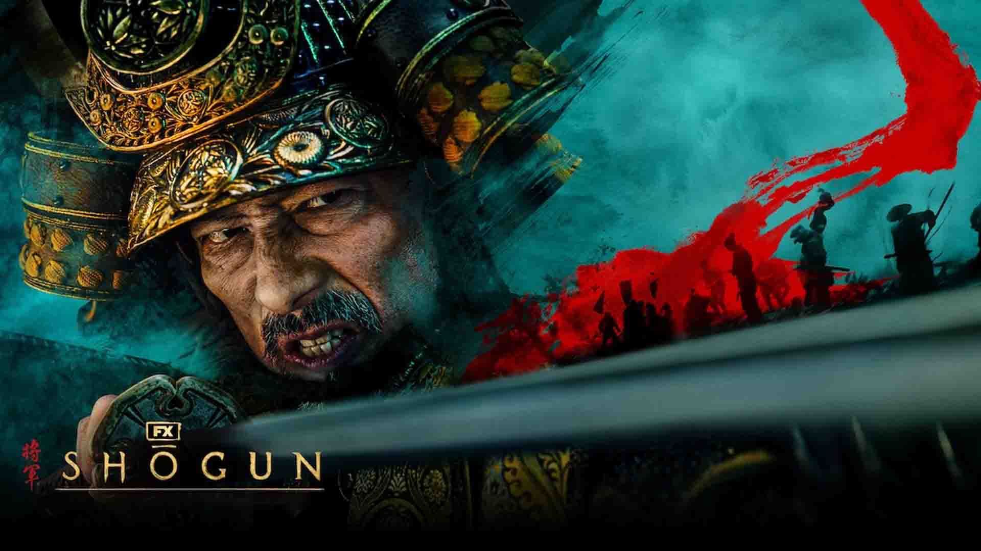 هیرویوکی سانادا در پوستر سریال shogun شمشیر به دست دارد