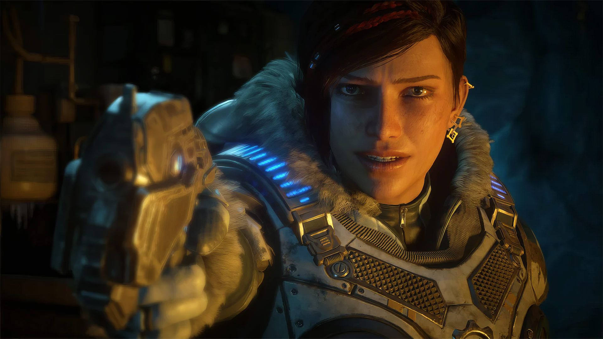 کاراکتر بازی Gears 5 با تفنگی در دست