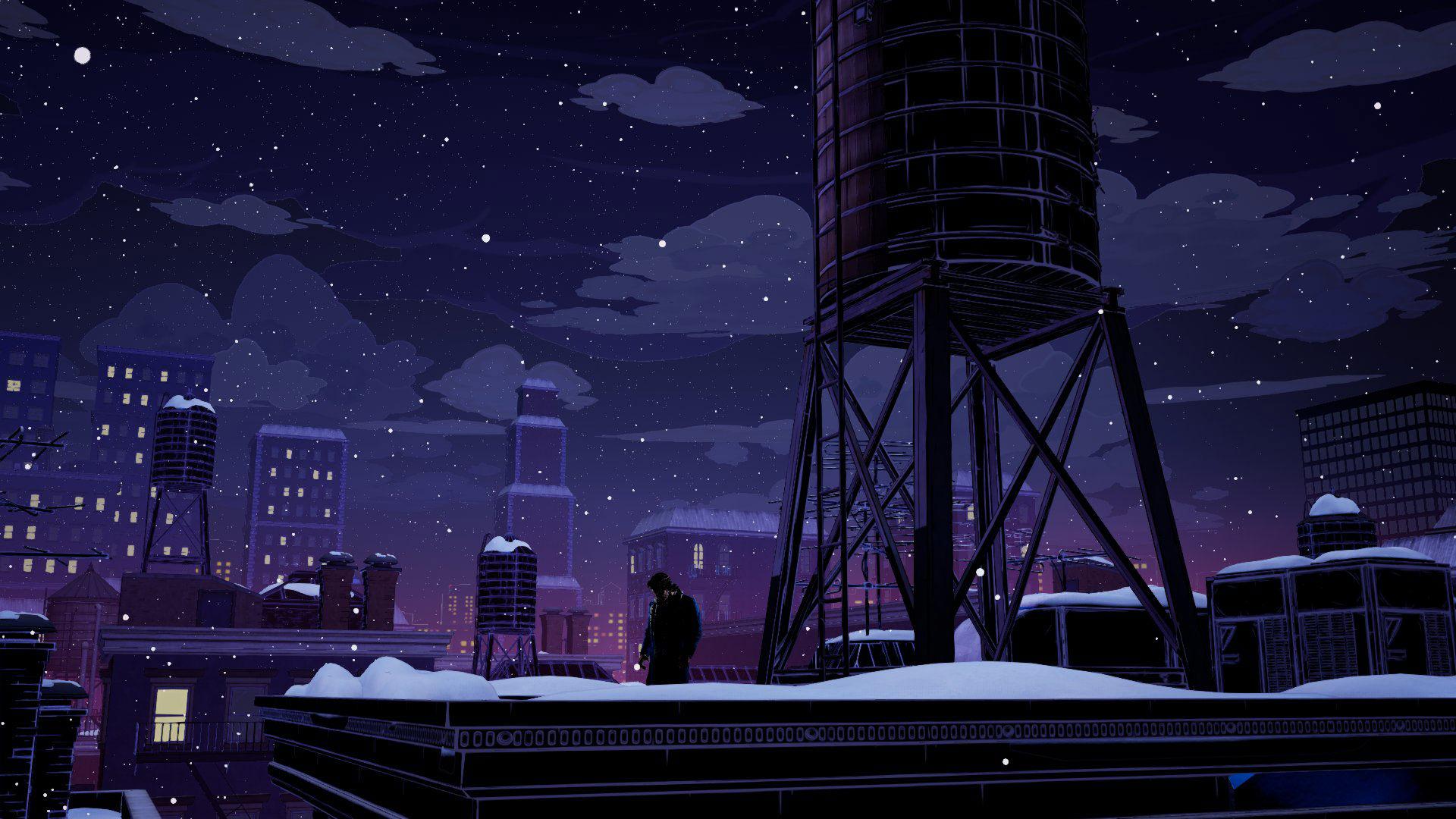 بیگبی در پشت‌بام یک ساختمان در بازی The Wolf Among Us 2