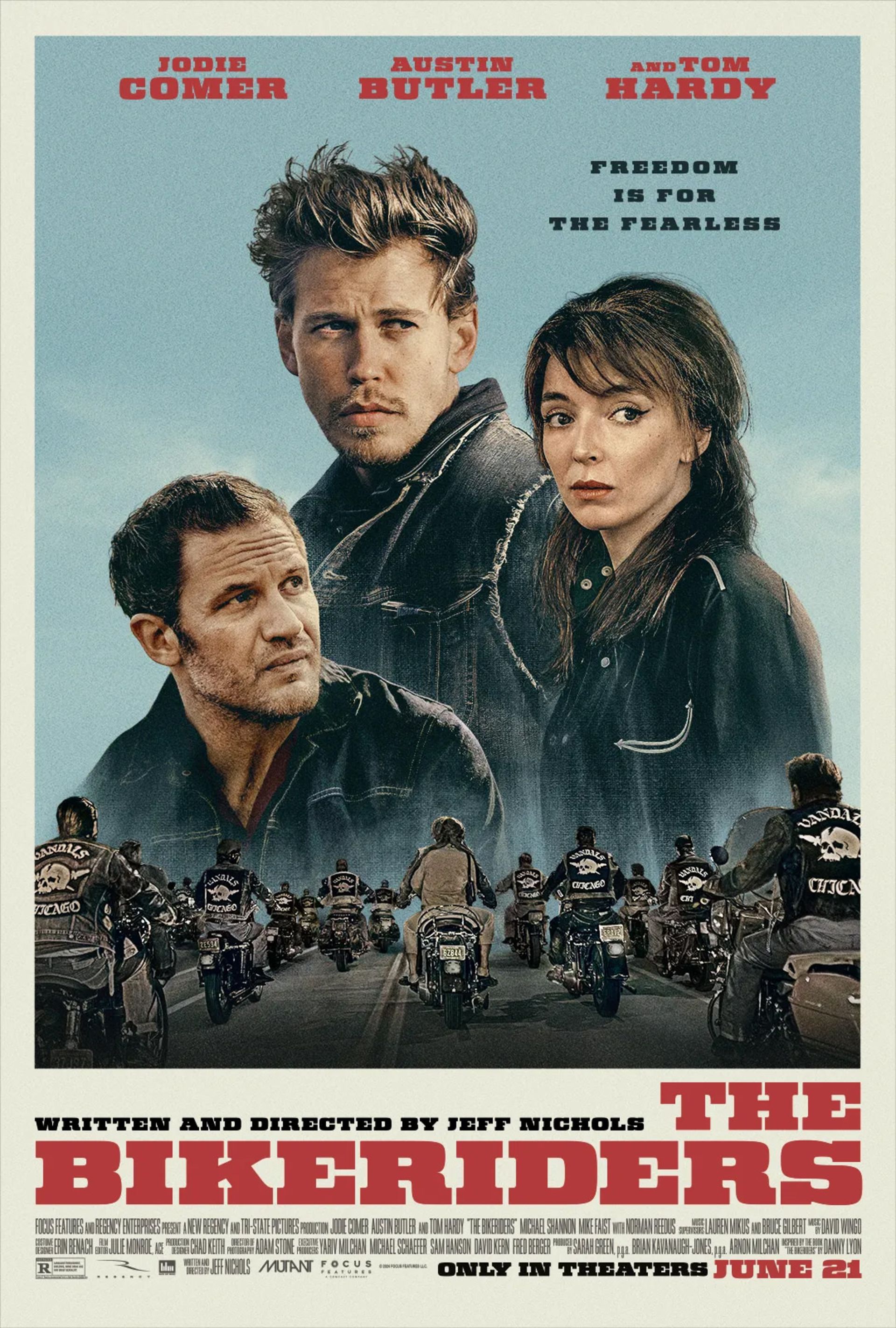 پوستر فیلم The Bikeriders با نقش‌آفرینی آستین باتلر و تام هاردی