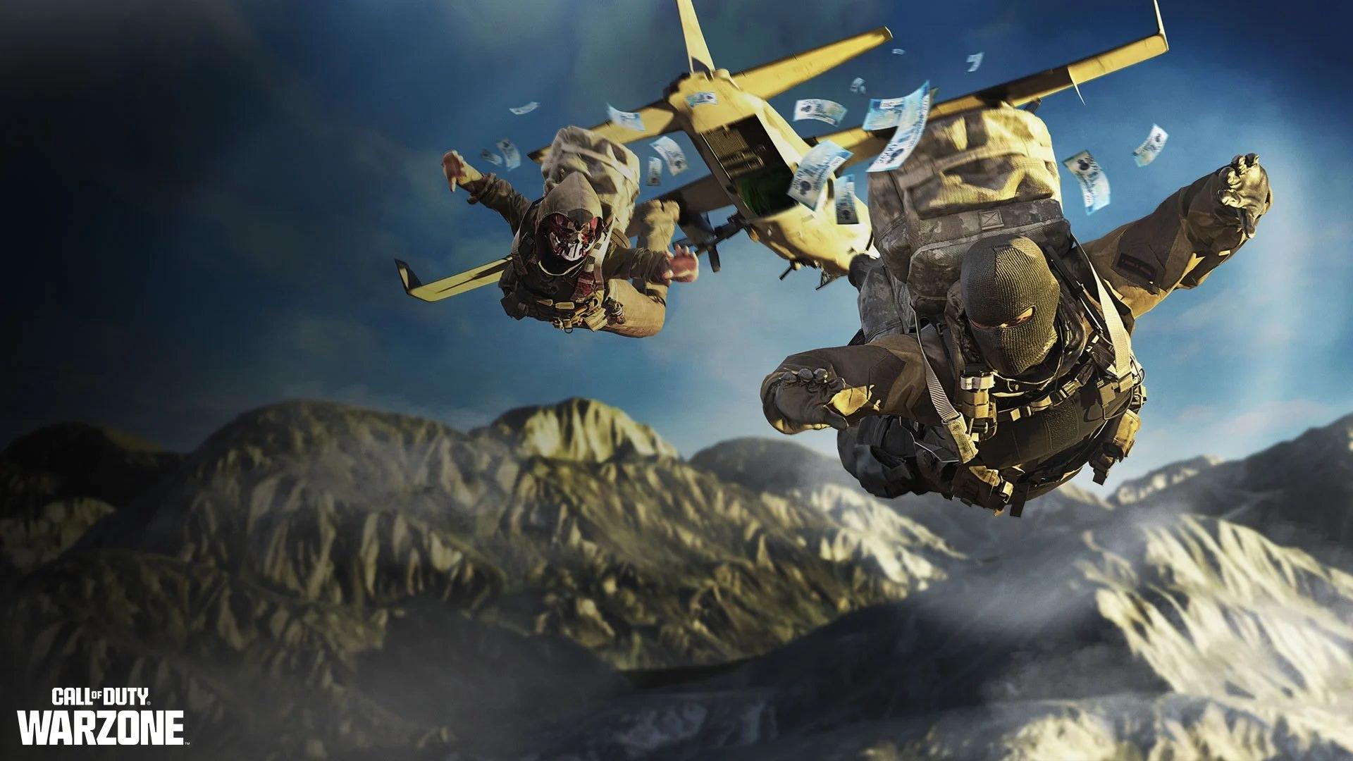 پرش از هواپیما در میان کوهستان بازی Call of Duty: Warzon
