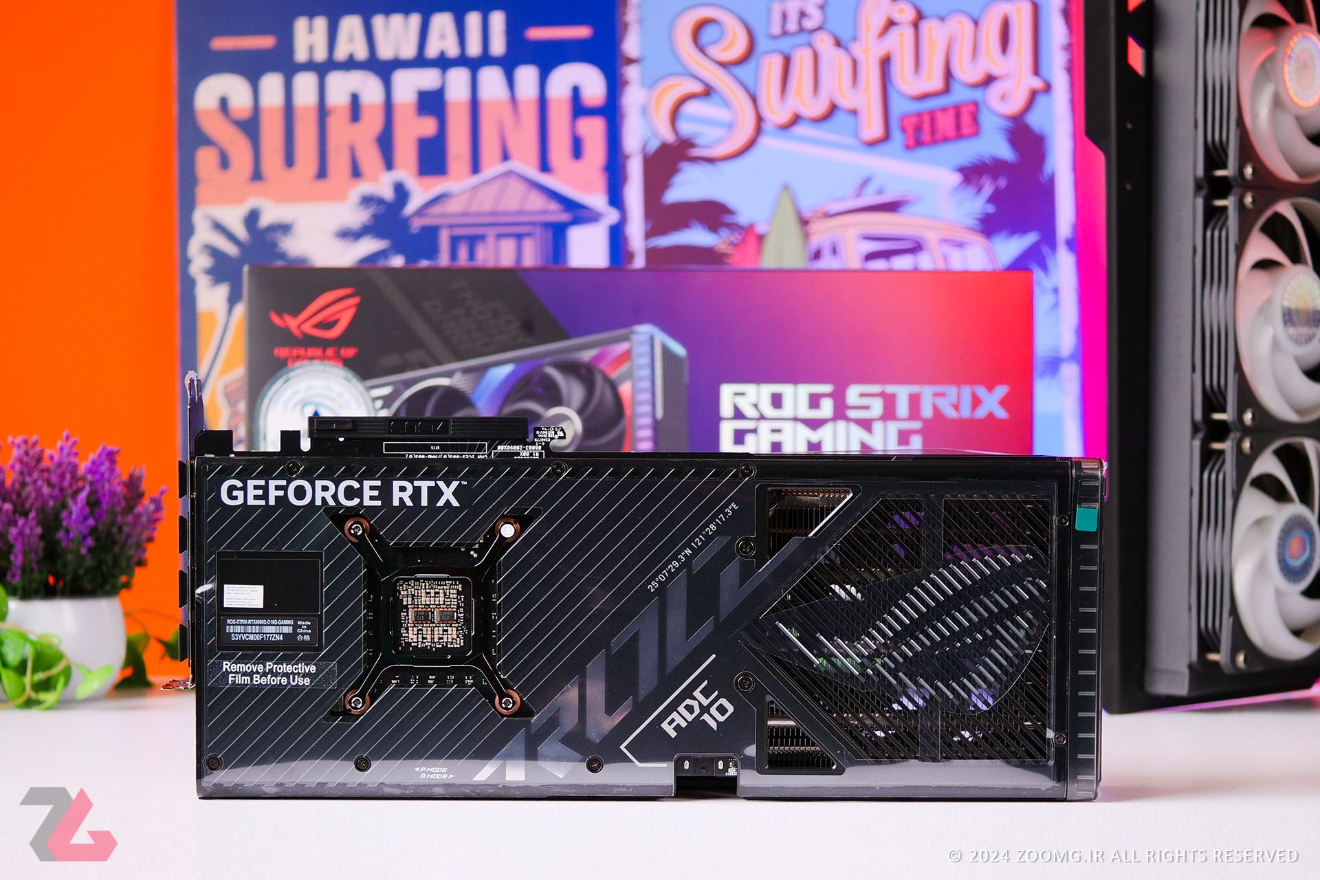 قسمت پشتی کارت گرافیک ROG Strix RTX 4080 Super ایسوس