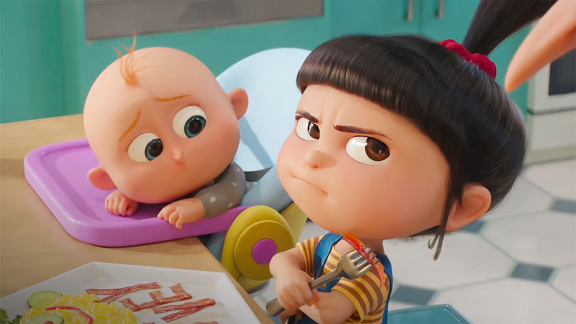 کلافگی دختر گرو از شیطنت‌های گرو جونیور در انیمیشن Despicable Me 4 