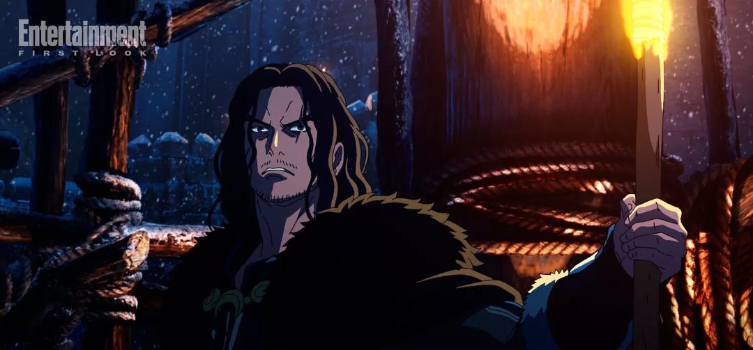 یک سرباز با مشعل در انیمه The Lord of the Rings: The War of the Rohirrim