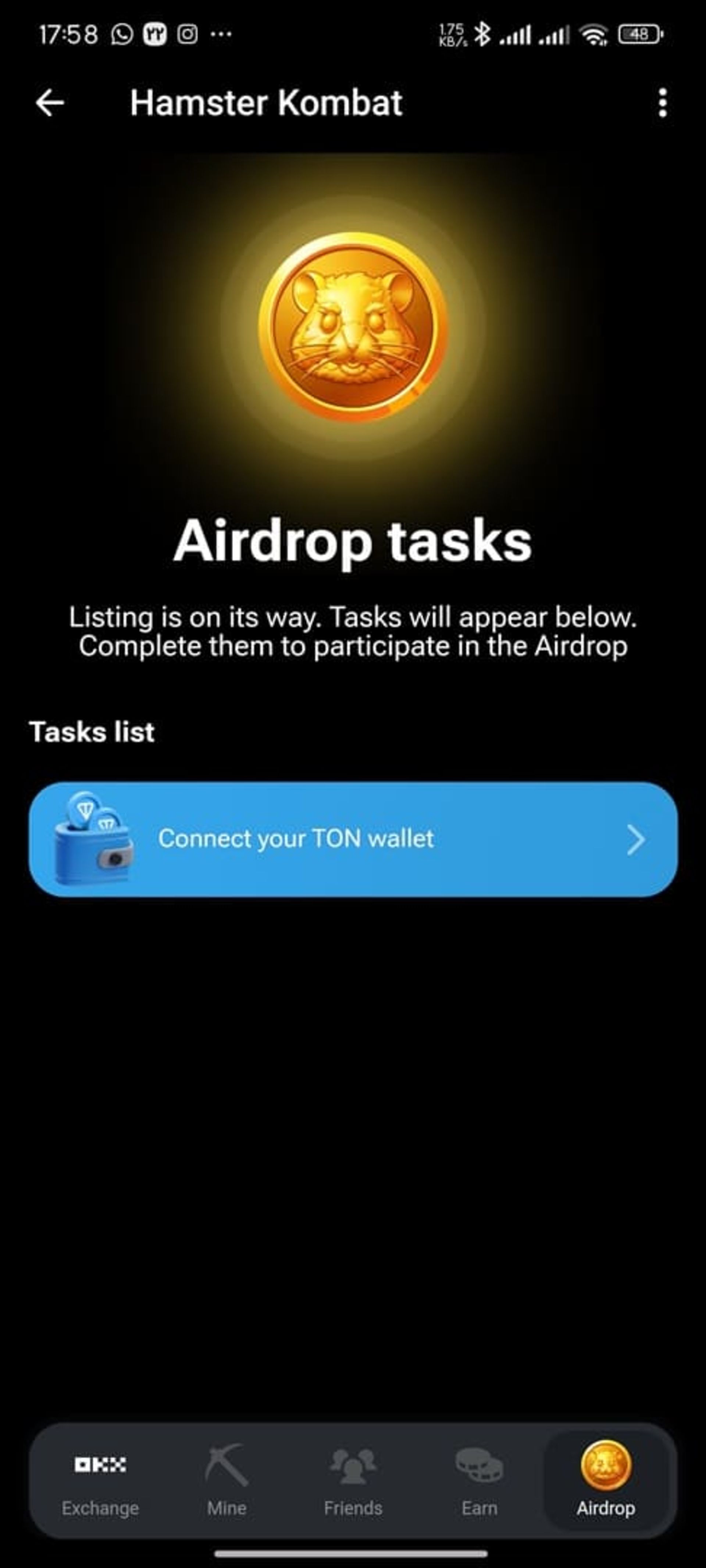 بخش Airdrop بازی همستر کامبت