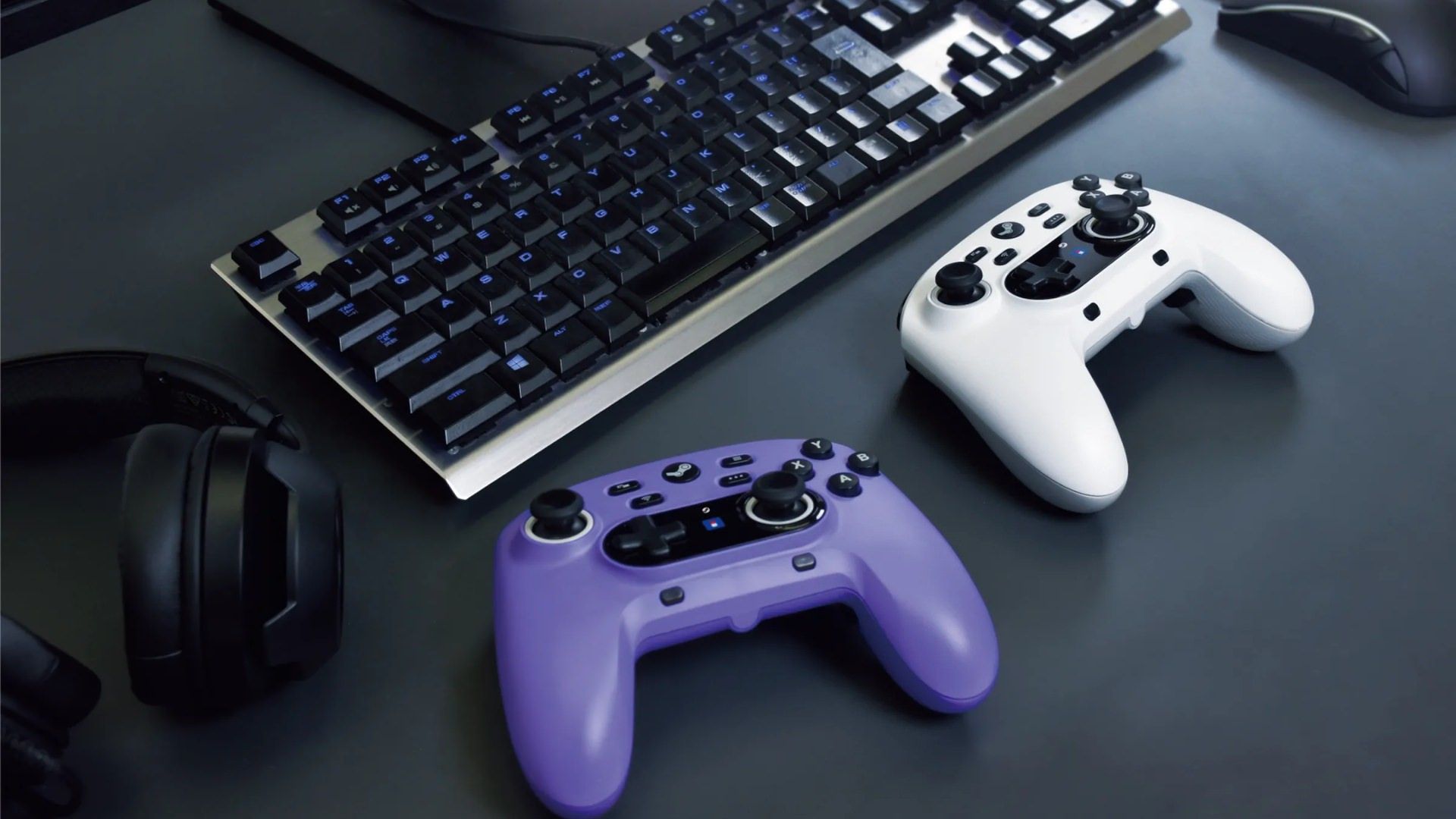 کنترلر هوری پد برای استیم دک با رنگ سفید و بنفش horipad wireless controller for steam in violet and white