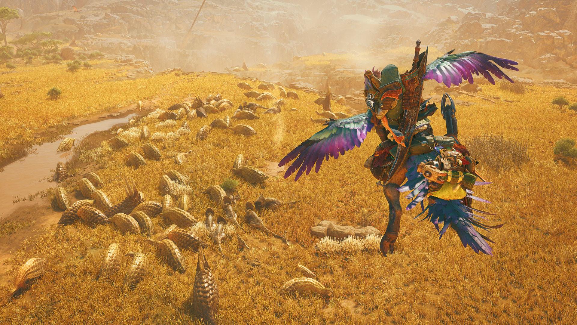 پرواز در آسمان با سواری پرنده در بازی Monster Hunter Wilds