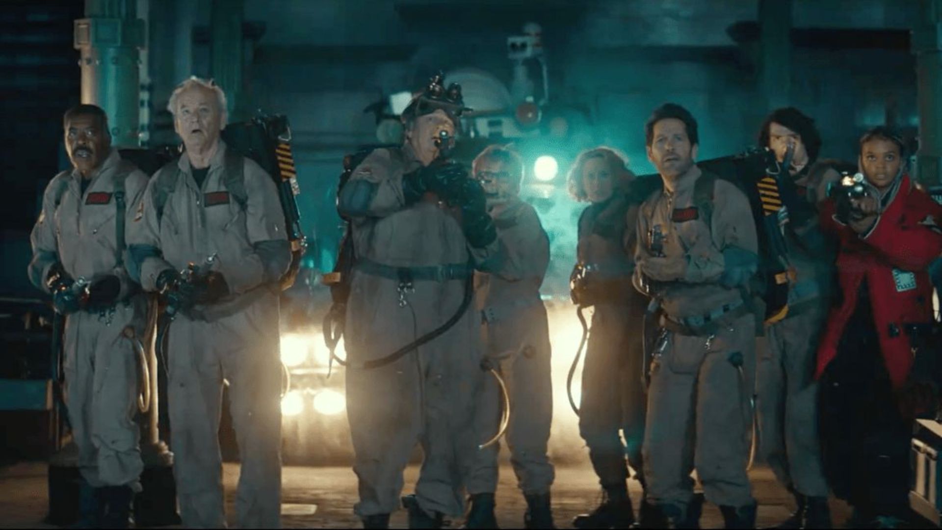 جمع شدن شکارچیان روح در فیلم Ghostbusters: Frozen Empire