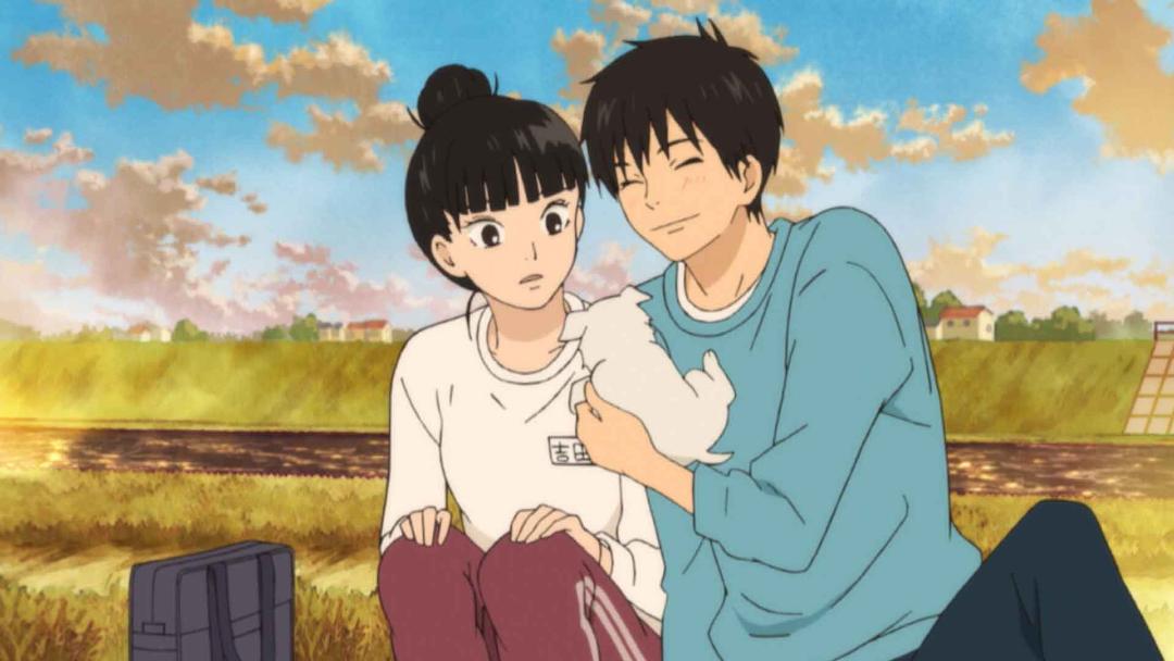 دو کاراکتر اصلی انیمه Kimi ni Todoke به همراه یک سگ