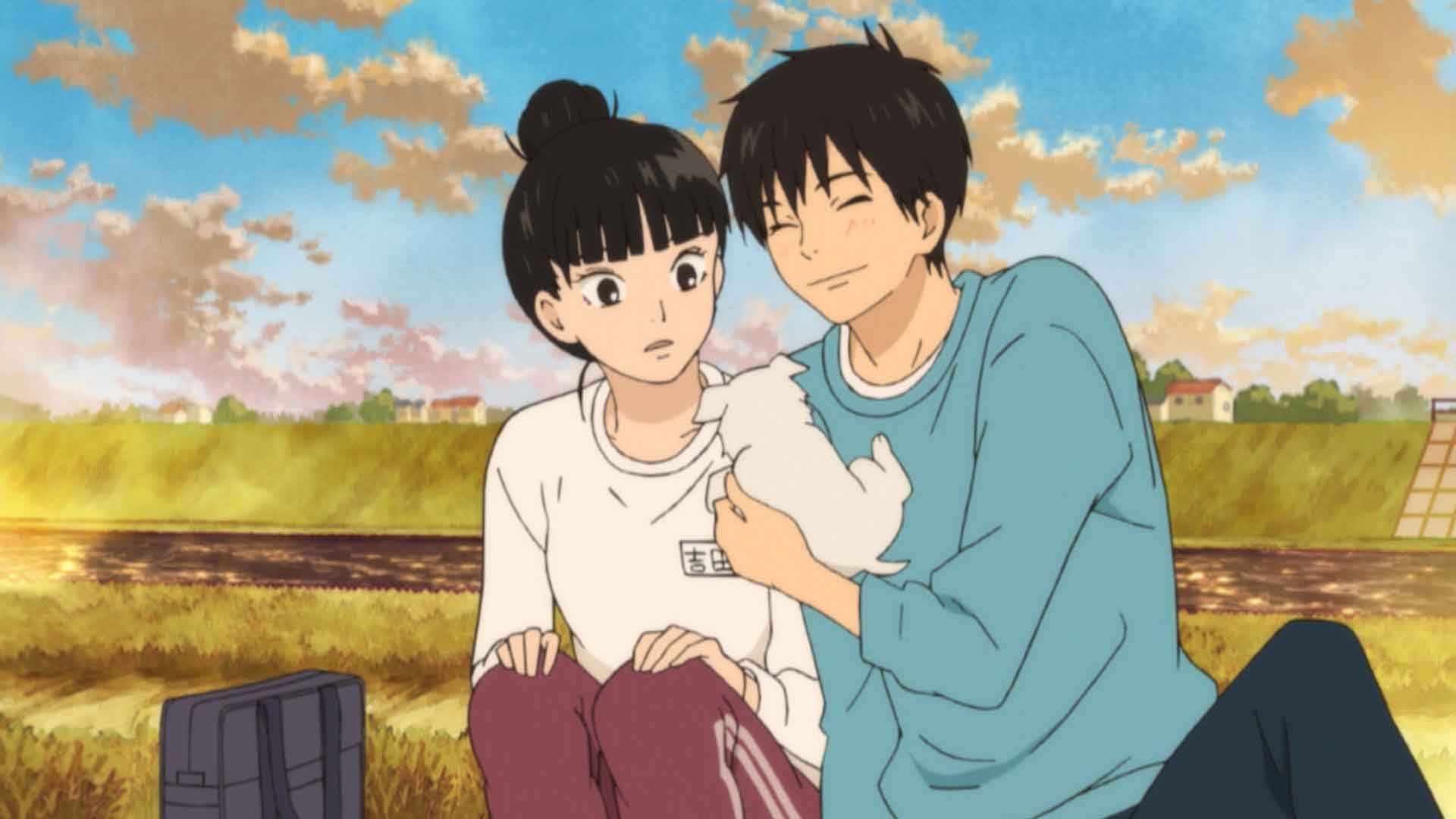 دو کاراکتر اصلی انیمه Kimi ni Todoke به همراه یک سگ