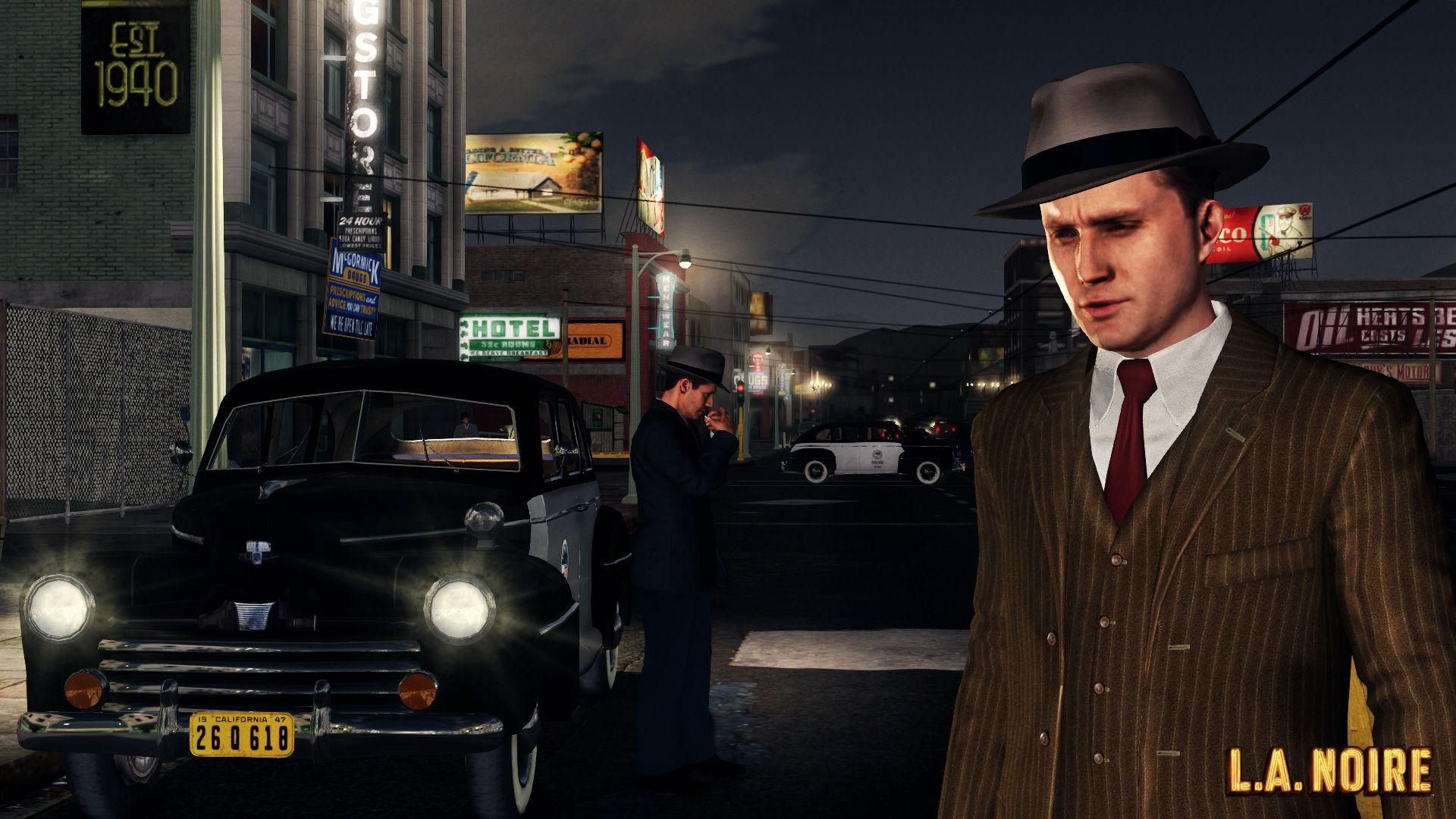 کول فلپس در حال بررسی صحنه جرم در بازی L.A. Noire