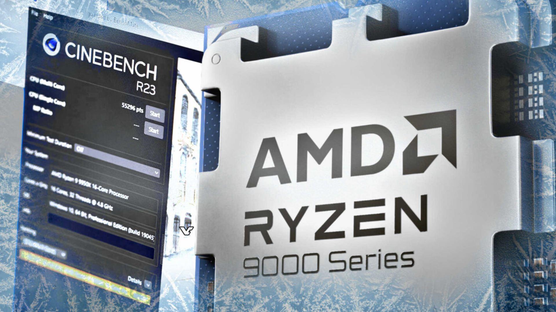 ryzen 9 9950x scores 55k points in cinebench